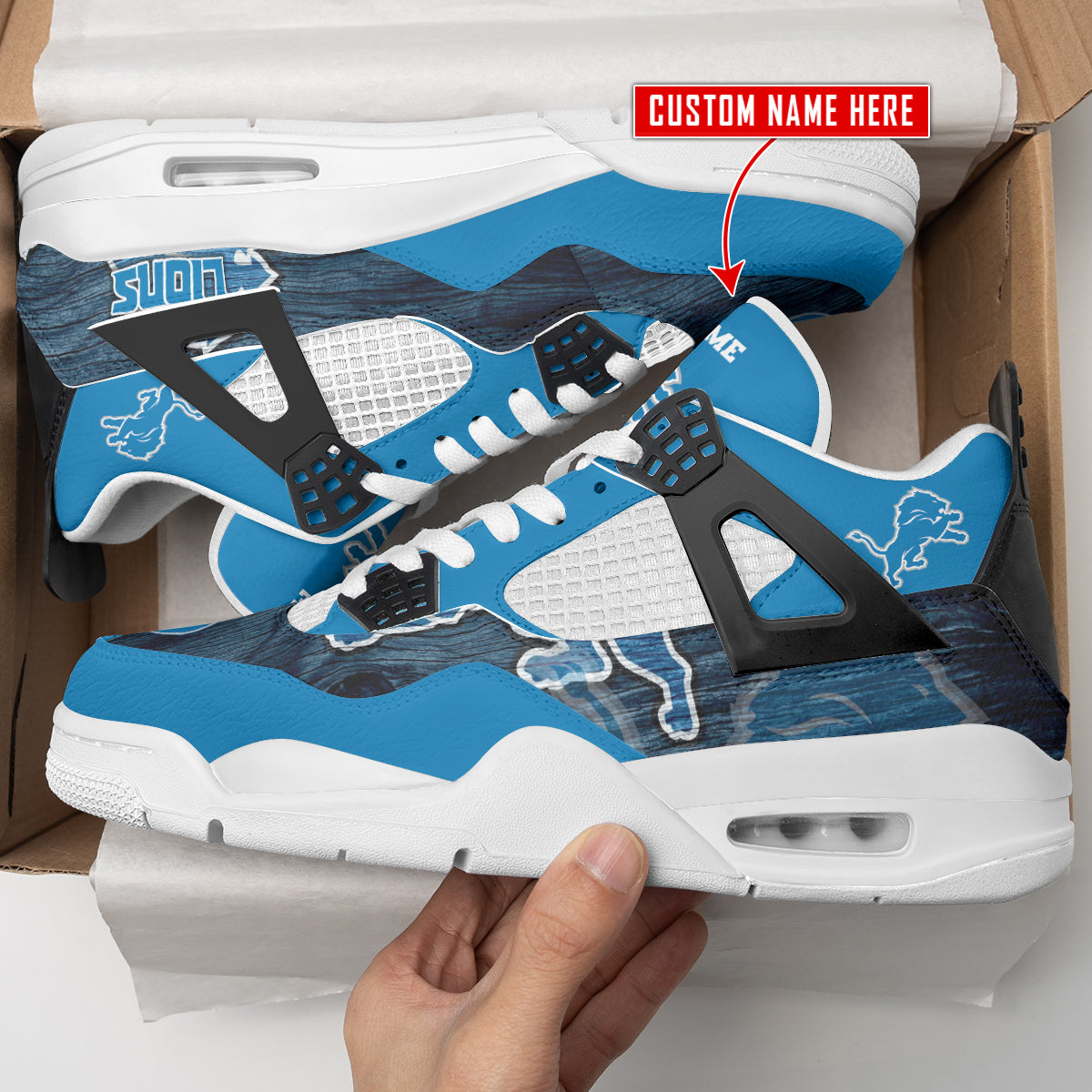 Ideafootwear Detroit Lions AJ4 Sneakers Shoes For Men And Women