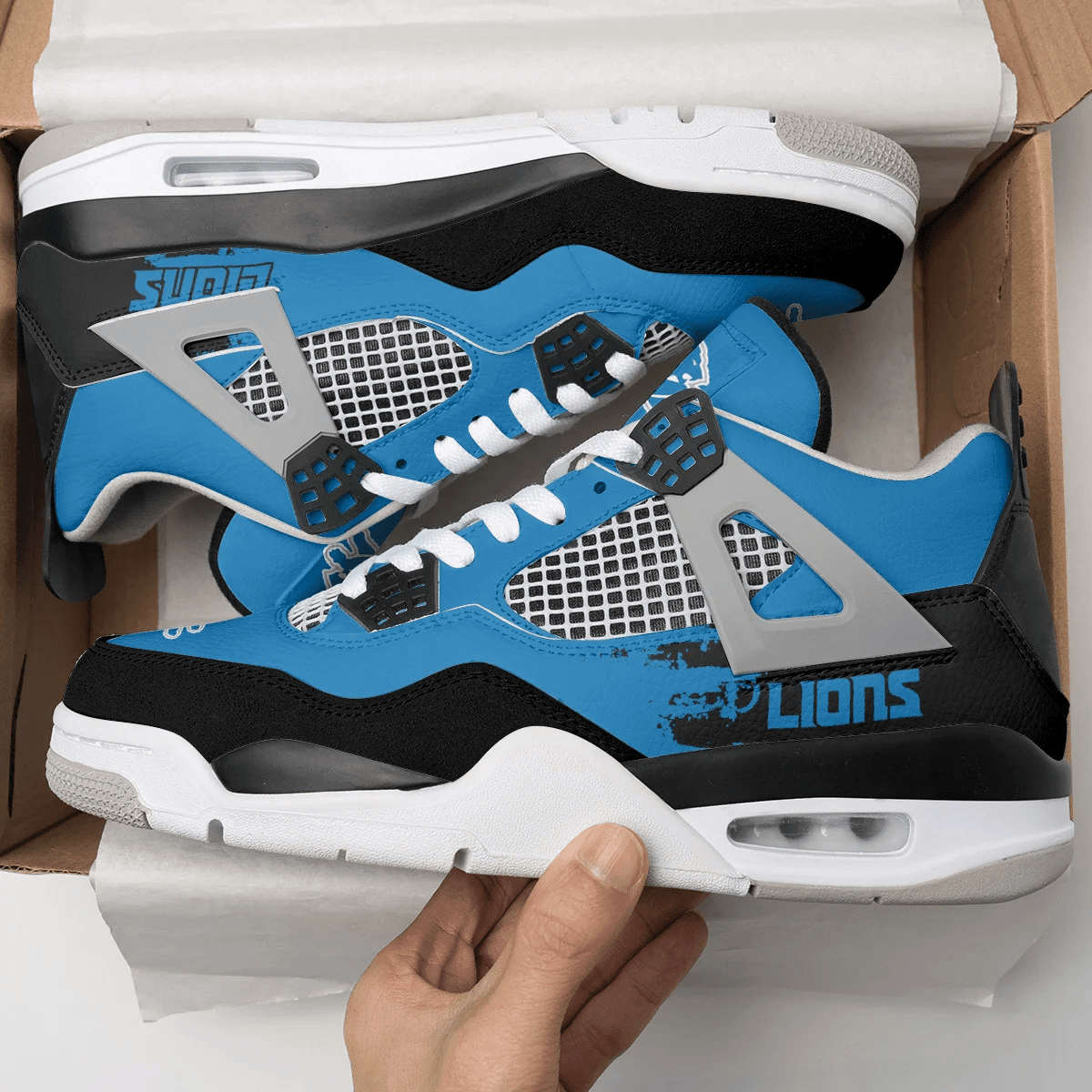 Ideafootwear Detroit Lions AJ4 Sneakers Shoes For Men And Women