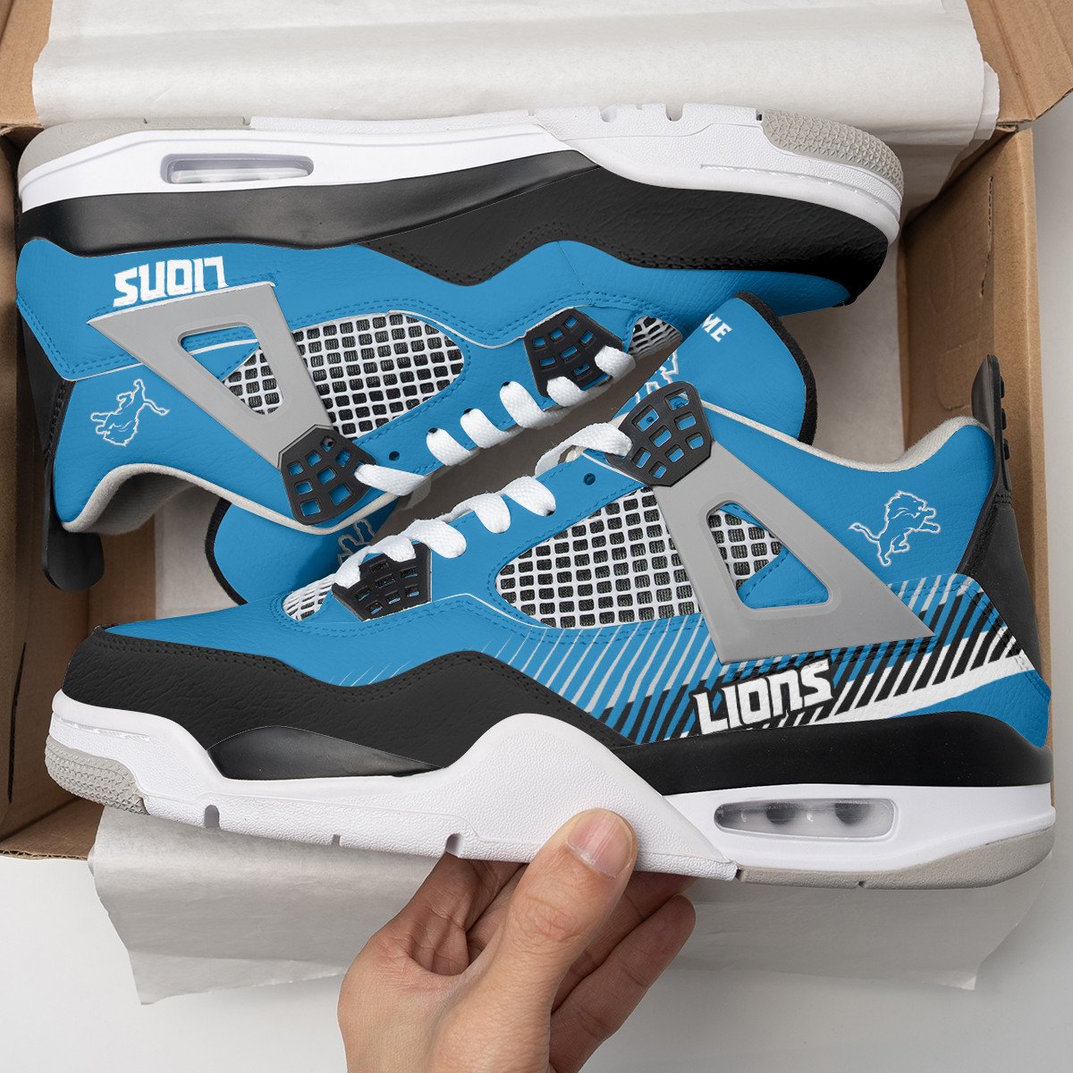 Ideafootwear Detroit Lions AJ4 Sneakers Shoes For Men And Women