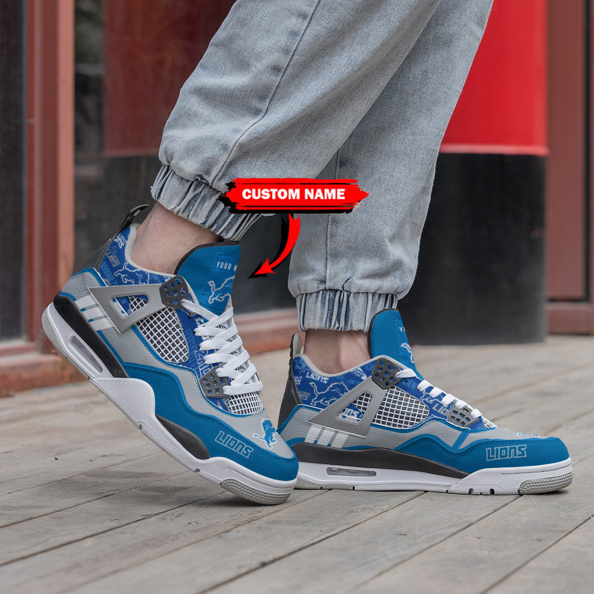 Ideafootwear Detroit Lions AJ4 Sneakers Shoes For Men And Women