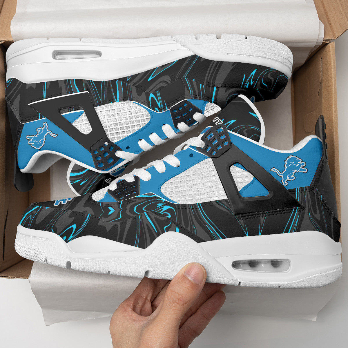 Ideafootwear Detroit Lions AJ4 Sneakers Shoes For Men And Women