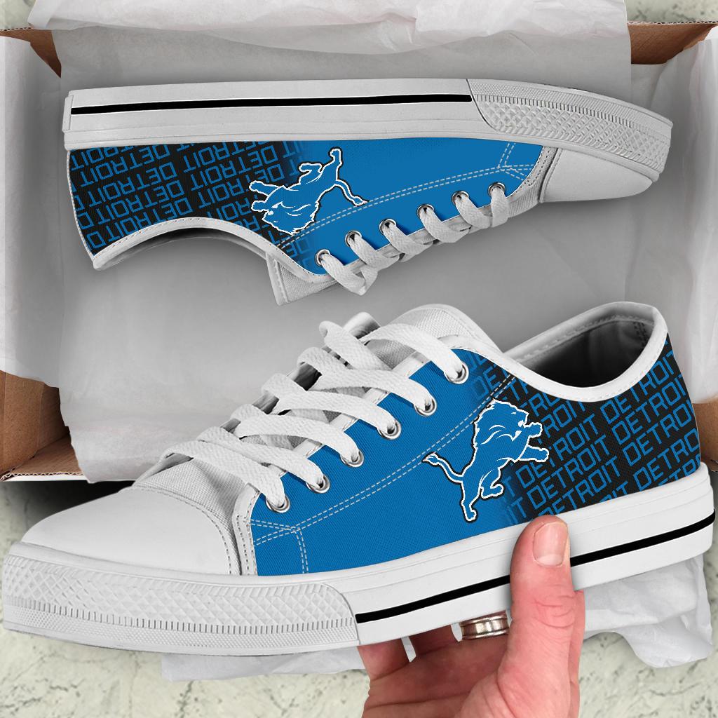 Ideafootwear Detroit Lions Low Top Canvas Sneakers Shoes For Men And Women