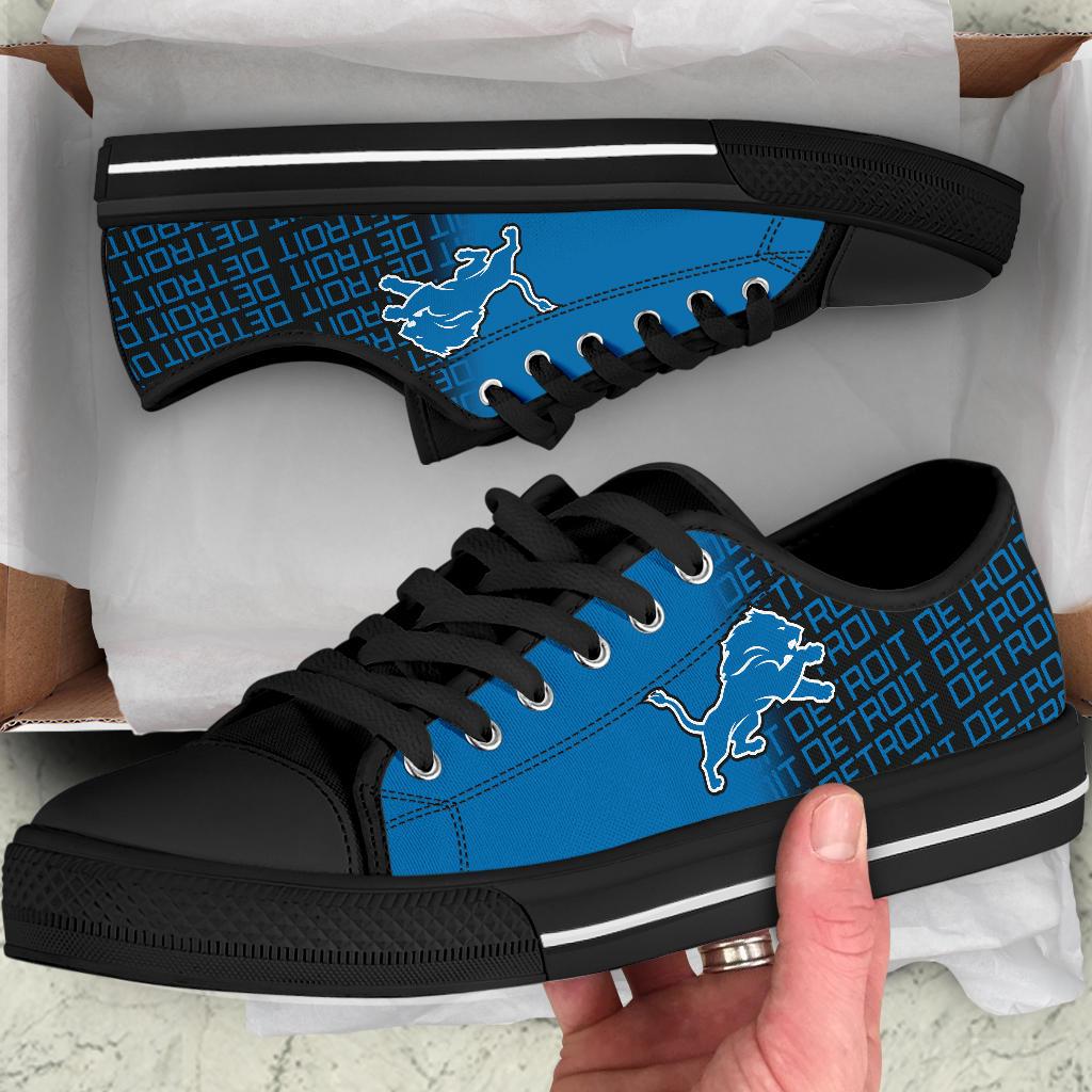 Ideafootwear Detroit Lions Low Top Canvas Sneakers Shoes For Men And Women
