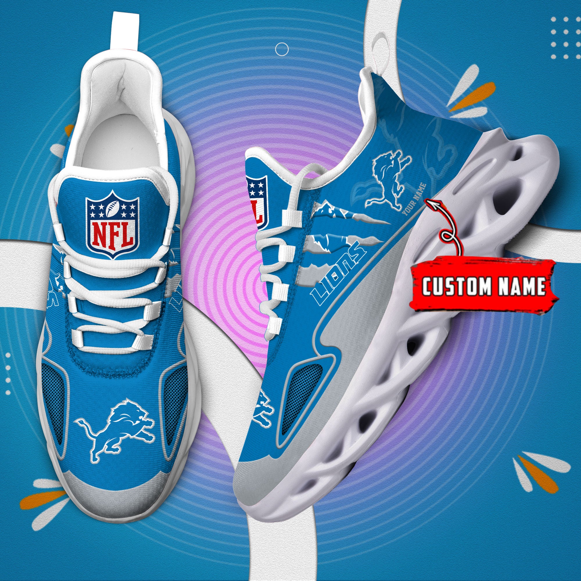 Ideafootwear Detroit Lions Max Soul Shoes Sneakers For Men And Women