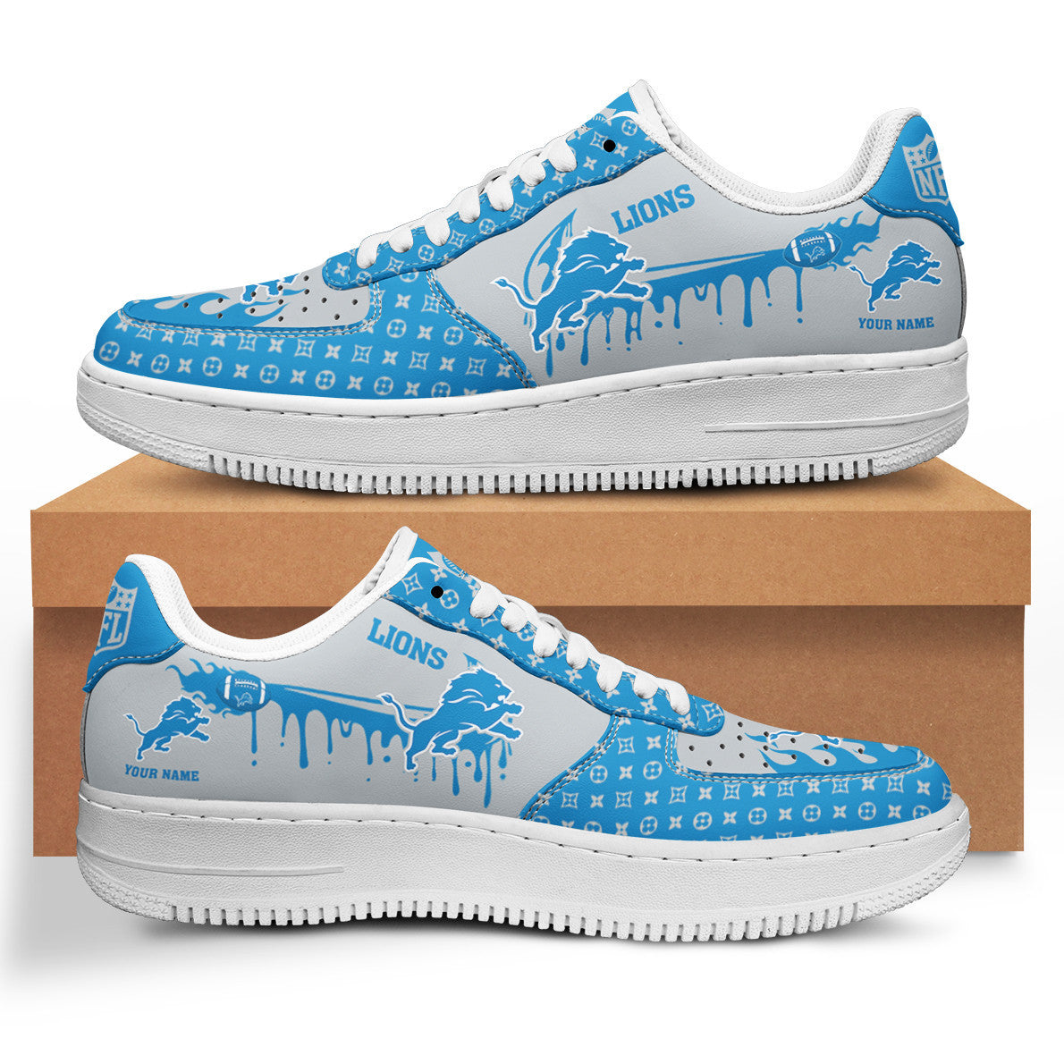 Ideafootwear Detroit Lions NFL Air Low-Top Sneakers Shoes For Men And Women