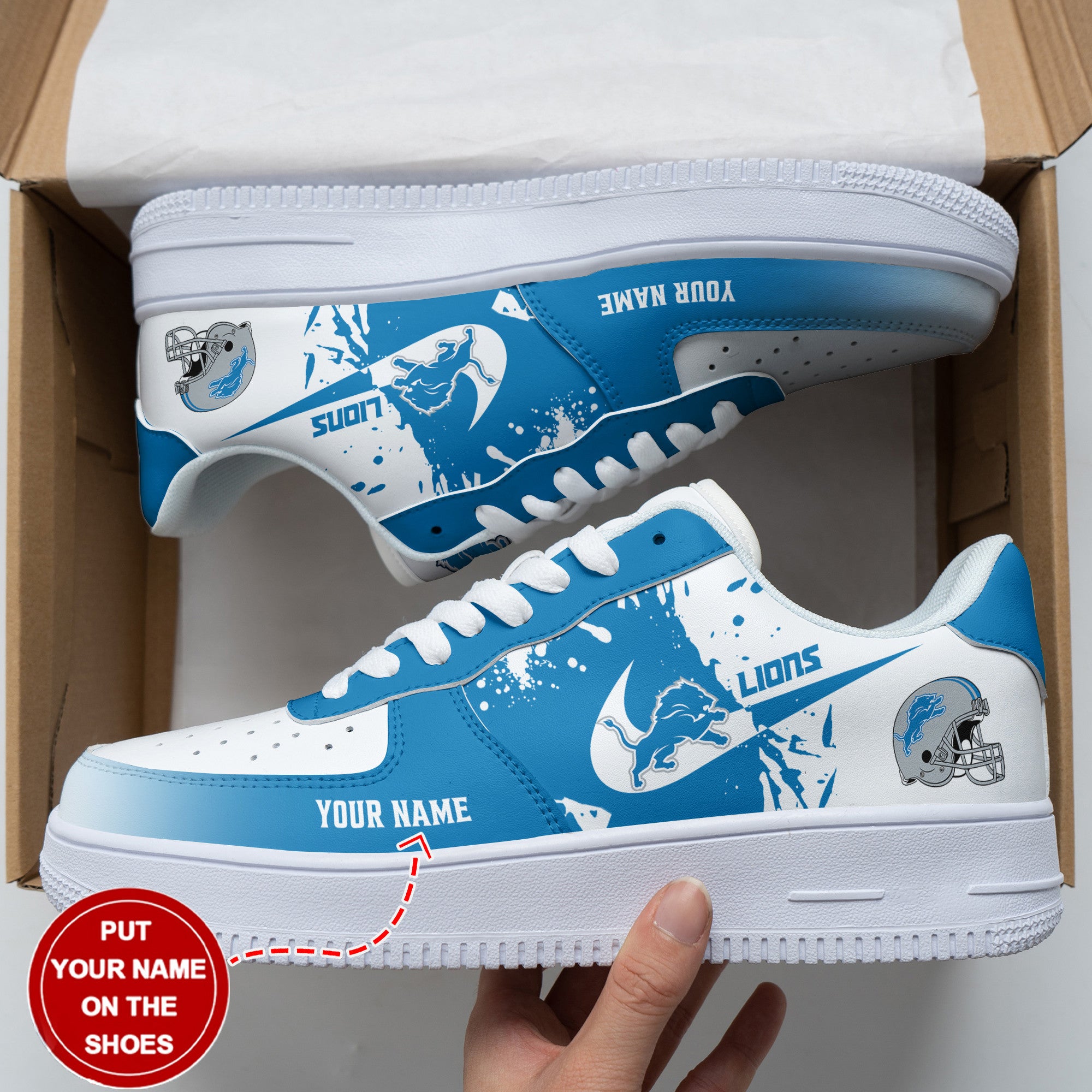 Ideafootwear Detroit Lions NFL Air Low-Top Sneakers Shoes For Men And Women