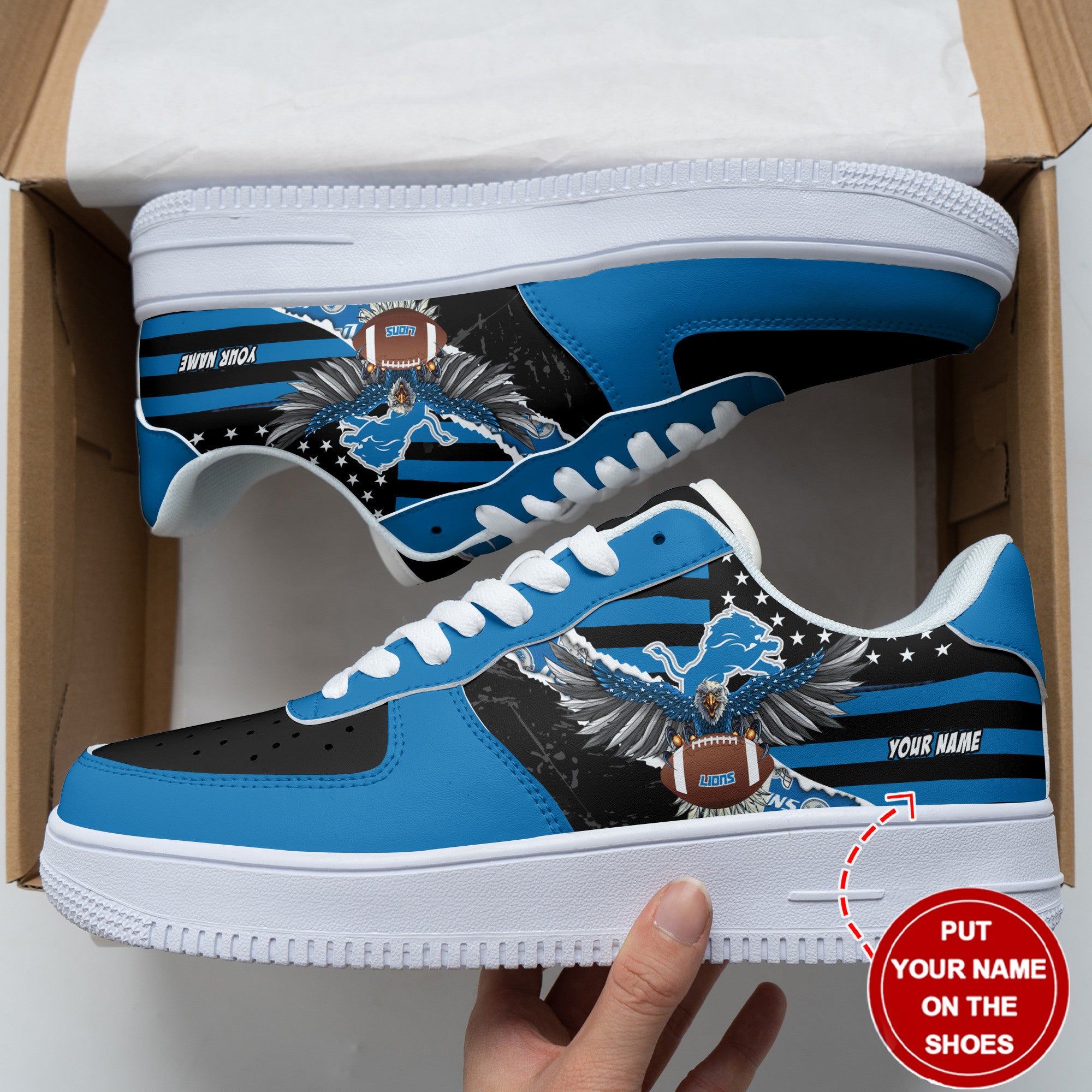 Ideafootwear Detroit Lions NFL Air Low-Top Sneakers Shoes For Men And Women