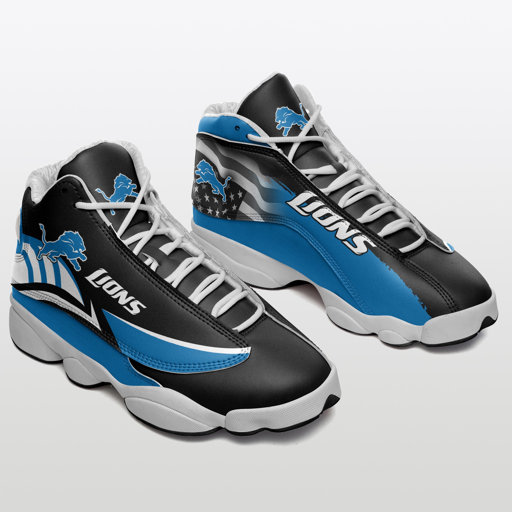 Ideafootwear Detroit Lions NFL AJ13 Sneakers Shoes For Men And Women