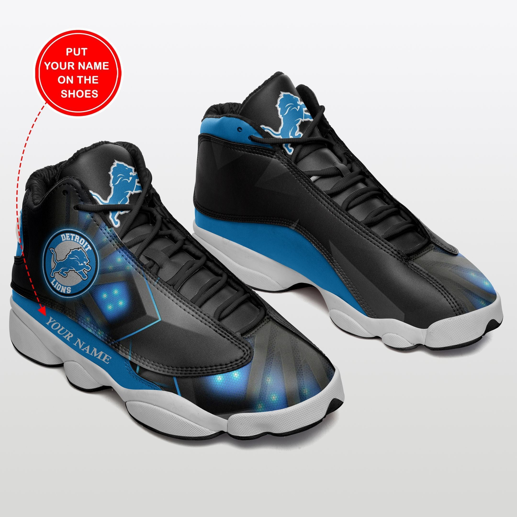 Ideafootwear Detroit Lions NFL AJ13 Sneakers Shoes For Men And Women