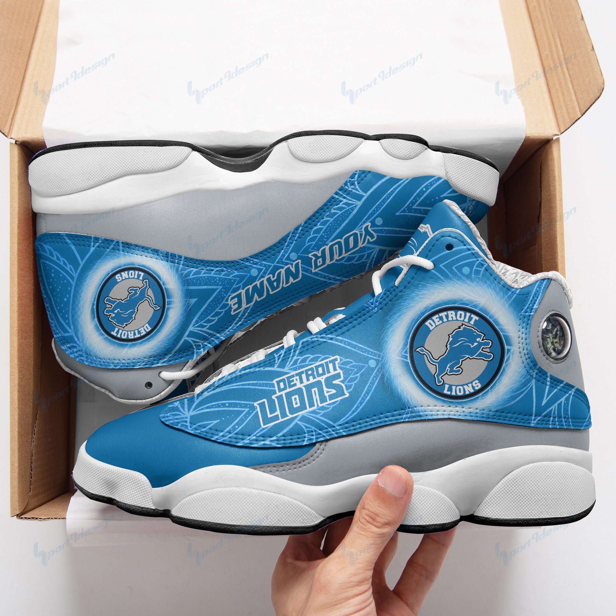 Ideafootwear Detroit Lions NFL AJ13 Sneakers Shoes For Men And Women