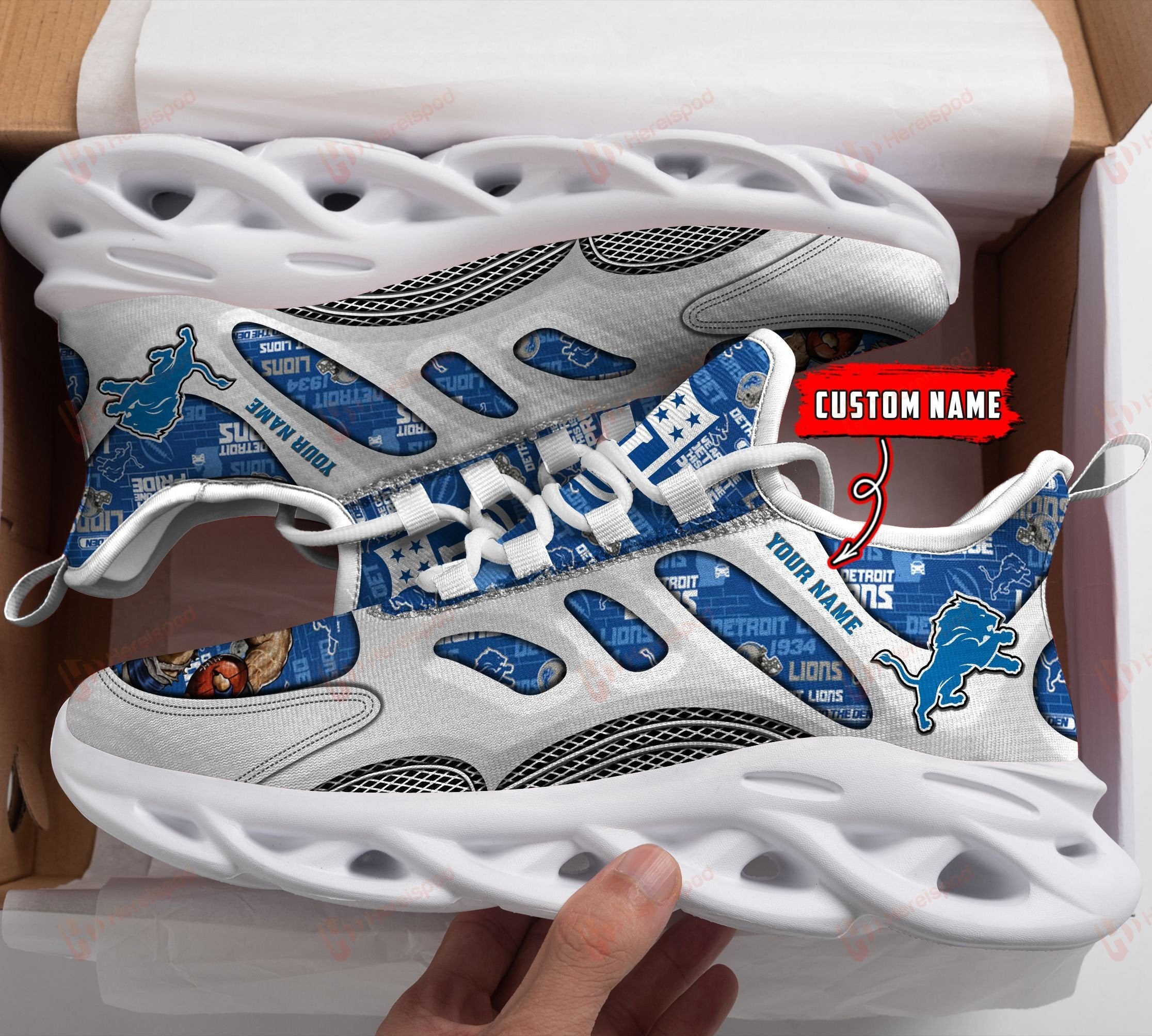 Ideafootwear Detroit Lions NFL Max Soul Shoes Sneakers For Men And Women