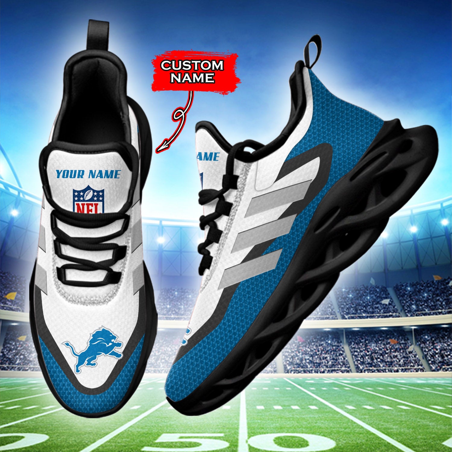 Ideafootwear Detroit Lions NFL Max Soul Shoes Sneakers For Men And Women