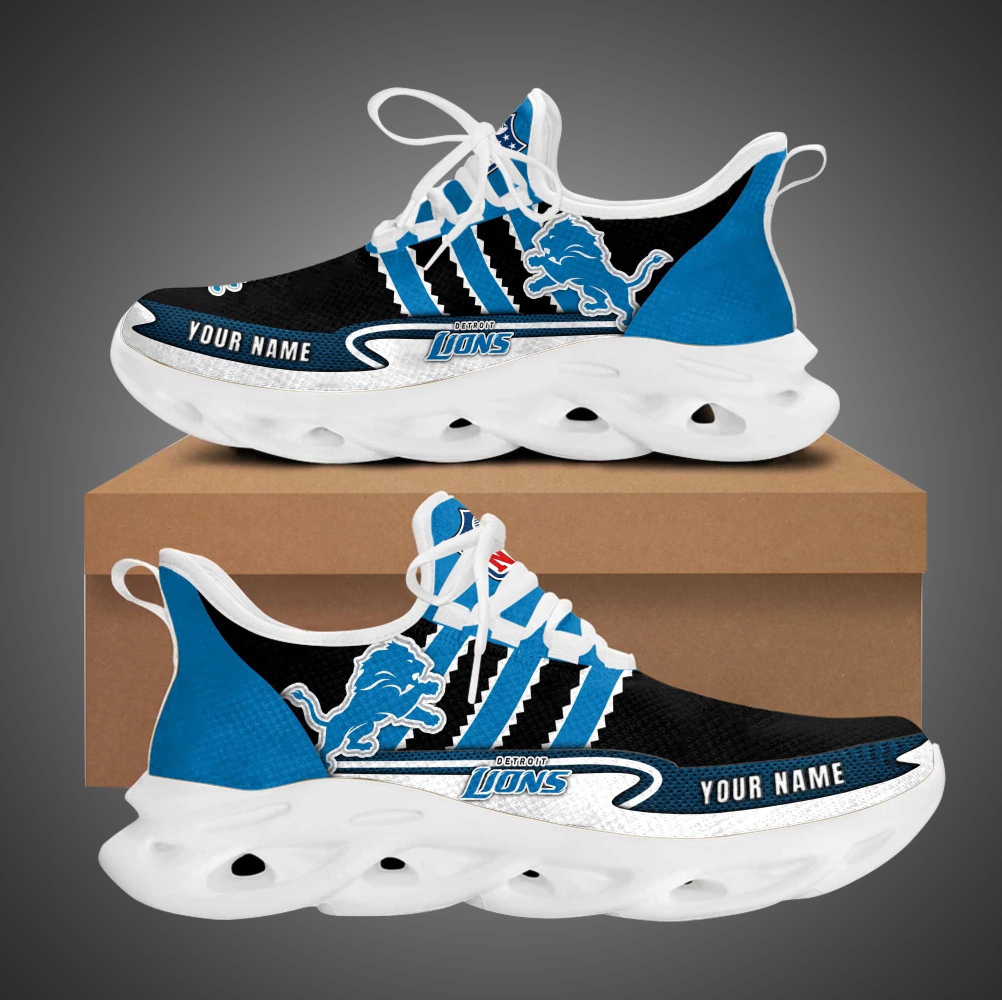 Ideafootwear Detroit Lions NFL Max Soul Shoes Sneakers For Men And Women