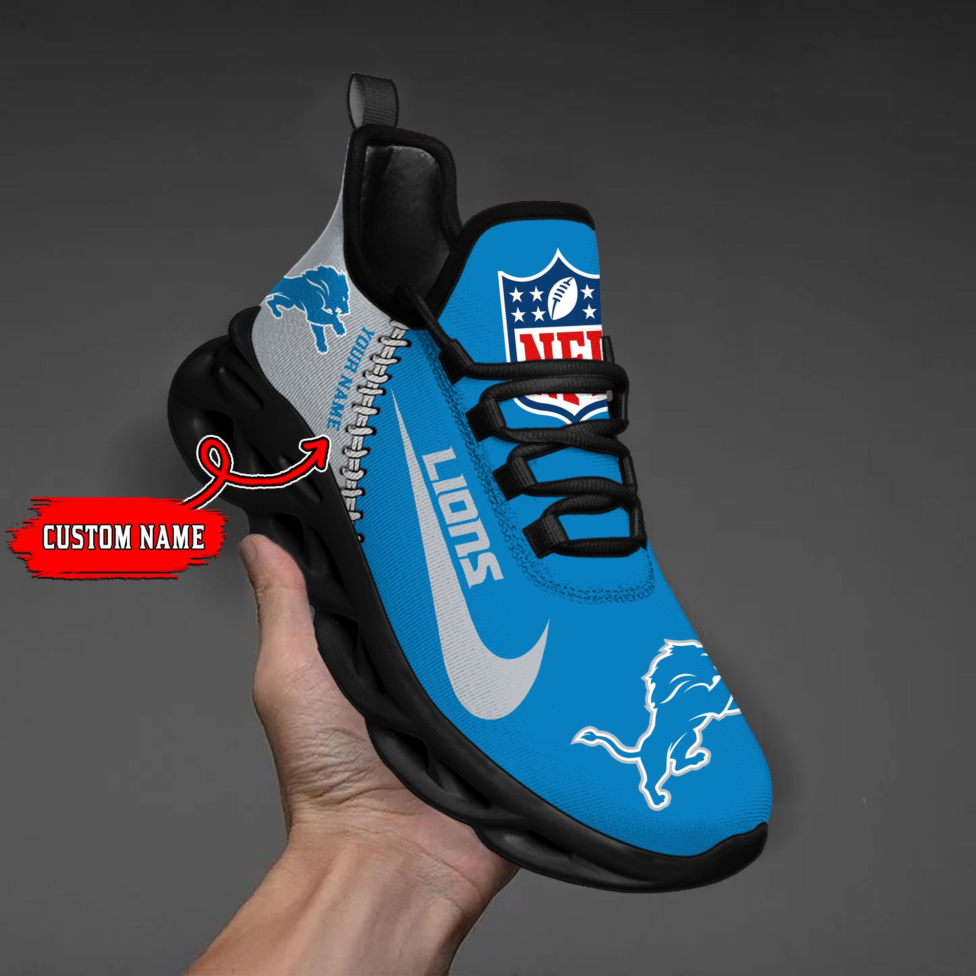 Ideafootwear Detroit Lions NFL Max Soul Shoes Sneakers For Men And Women