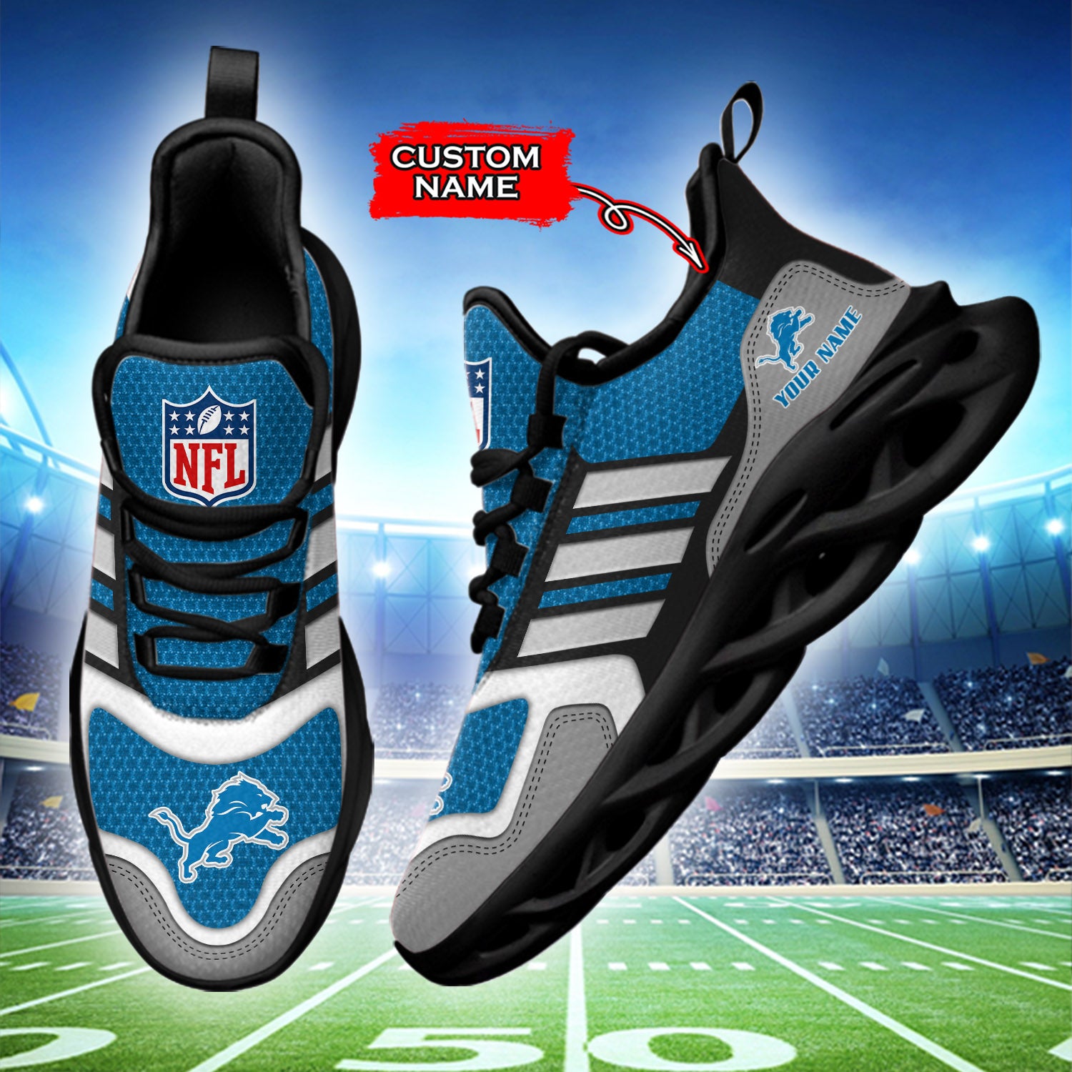 Ideafootwear Detroit Lions NFL Max Soul Shoes Sneakers For Men And Women