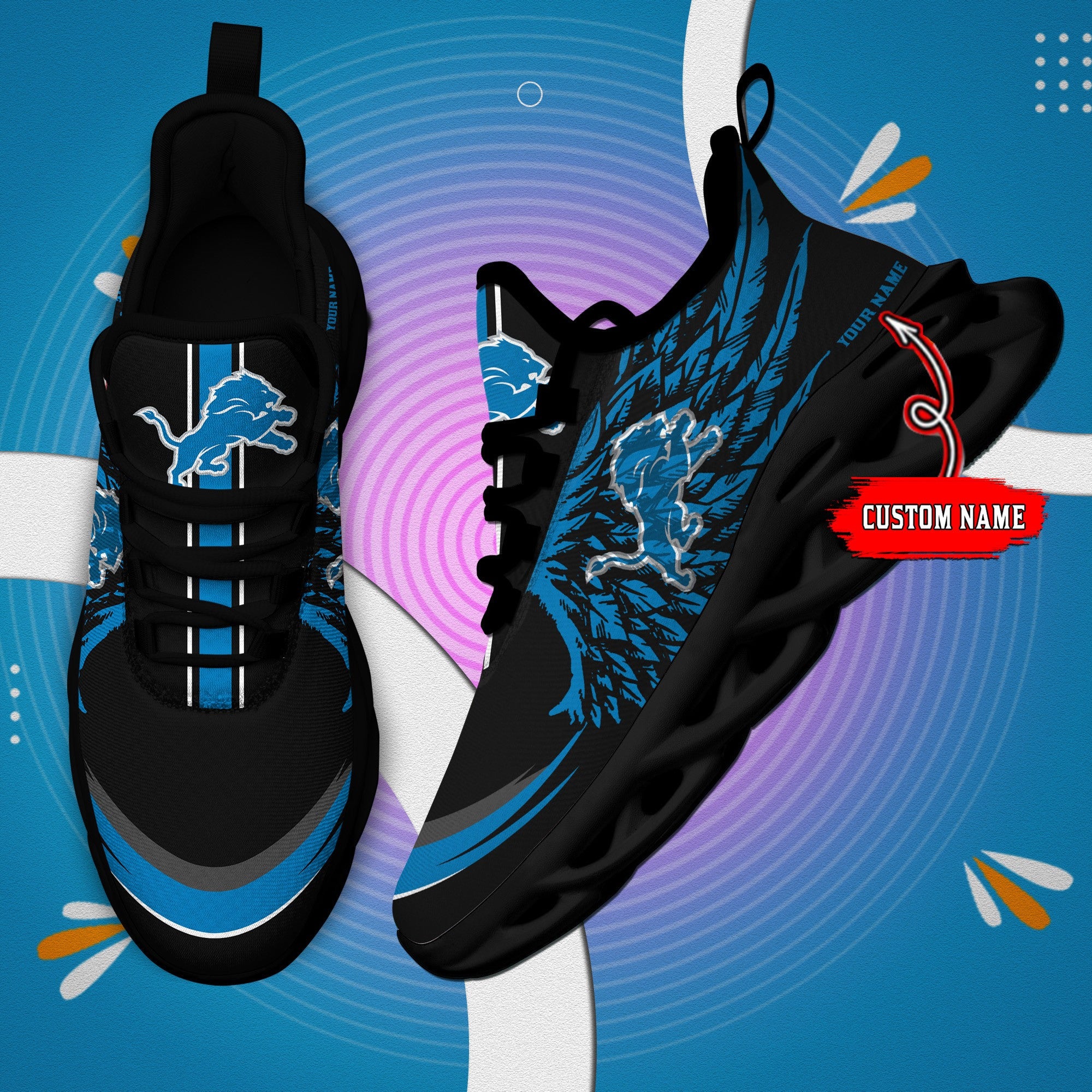 Ideafootwear Detroit Lions NFL Max Soul Shoes Sneakers For Men And Women