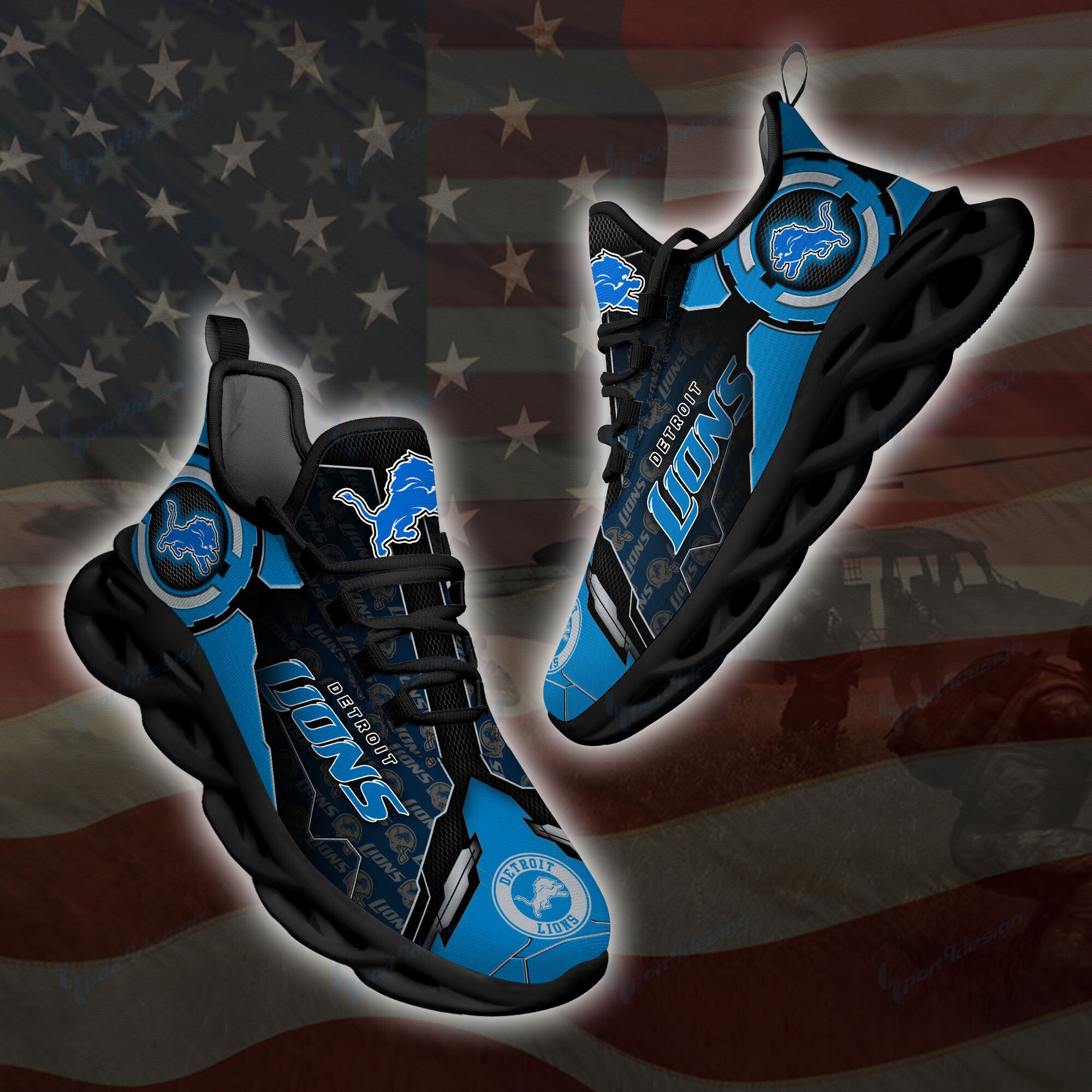 Ideafootwear Detroit Lions NFL Max Soul Shoes Sneakers For Men And Women