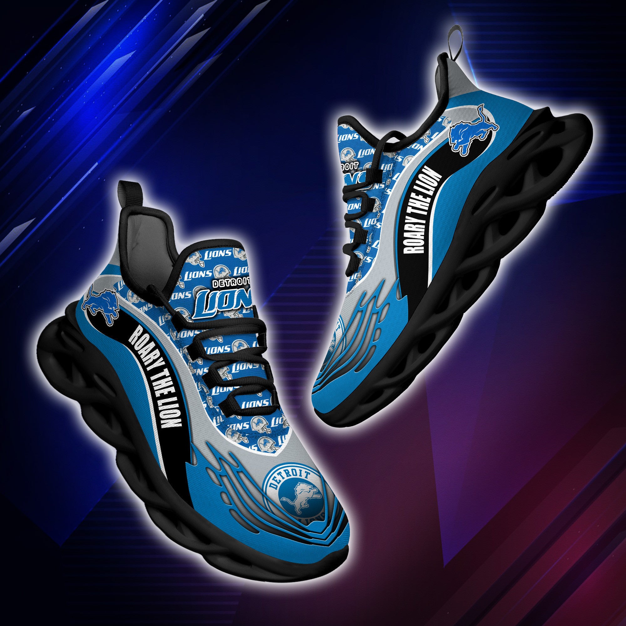 Ideafootwear Detroit Lions NFL Max Soul Shoes Sneakers For Men And Women