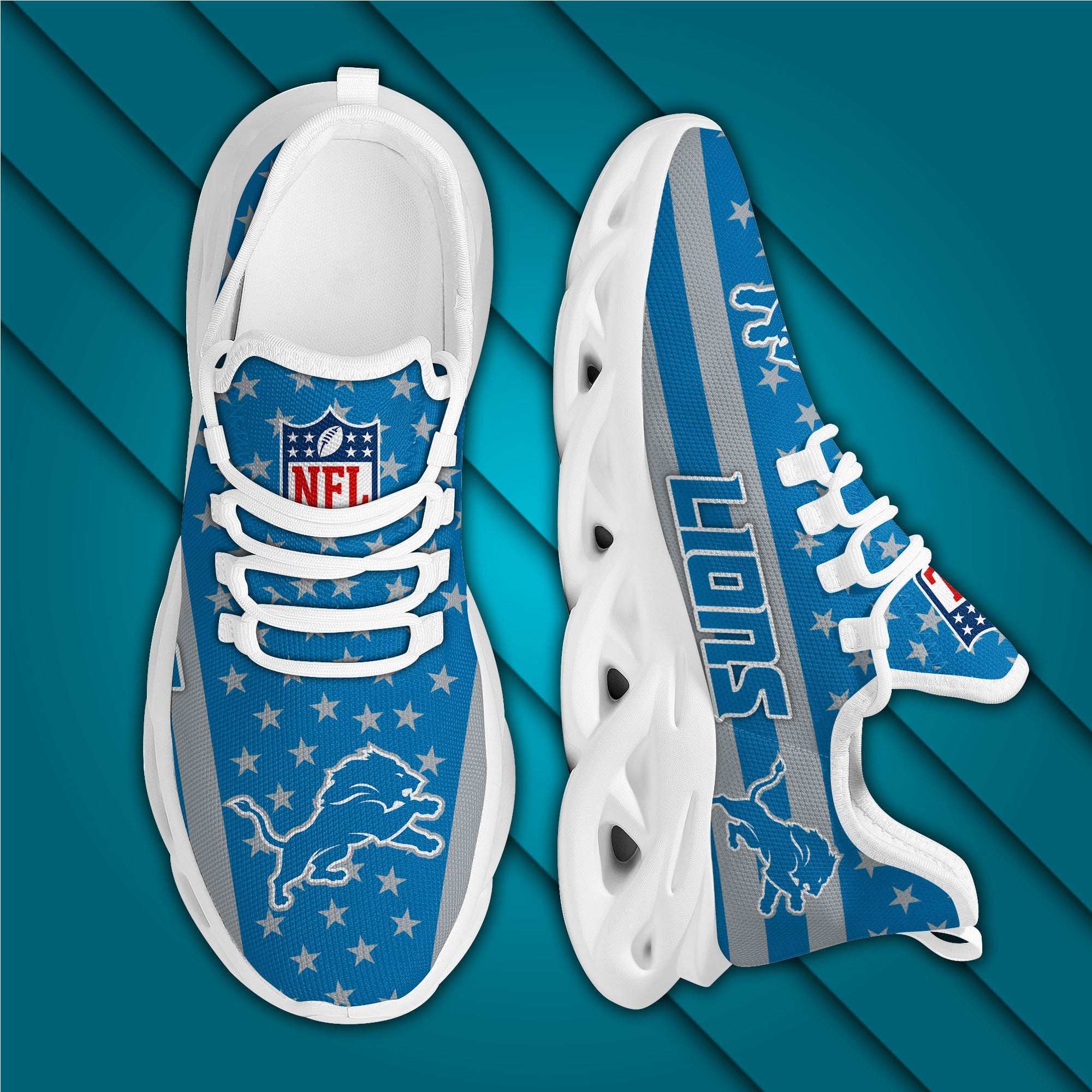 Ideafootwear Detroit Lions NFL Max Soul Shoes Sneakers For Men And Women