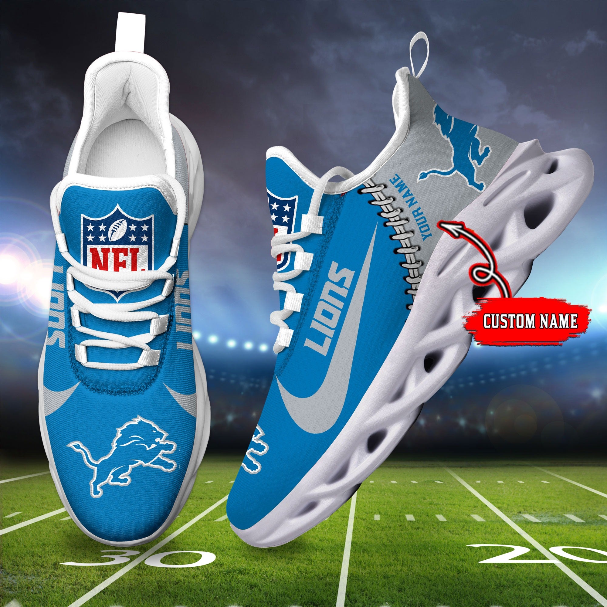 Ideafootwear Detroit Lions NFL Max Soul Shoes Sneakers For Men And Women