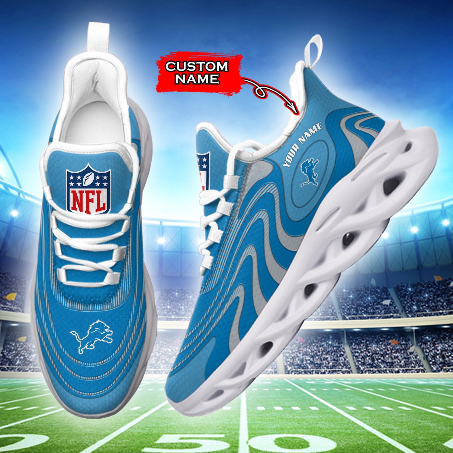 Ideafootwear Detroit Lions NFL Max Soul Shoes Sneakers For Men And Women