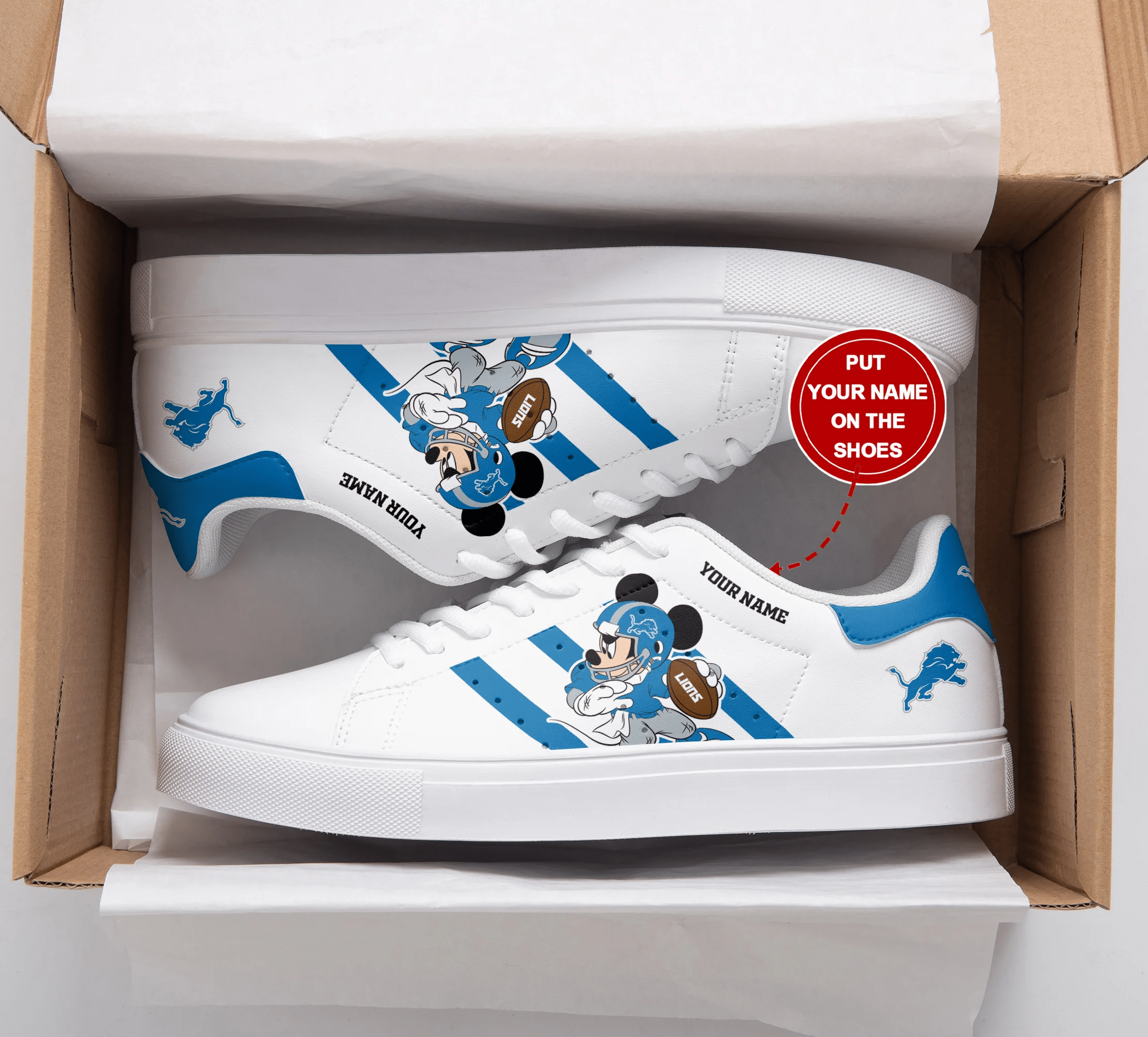 Ideafootwear Detroit Lions Skate Stan Shoes Sneakes For Men And Women