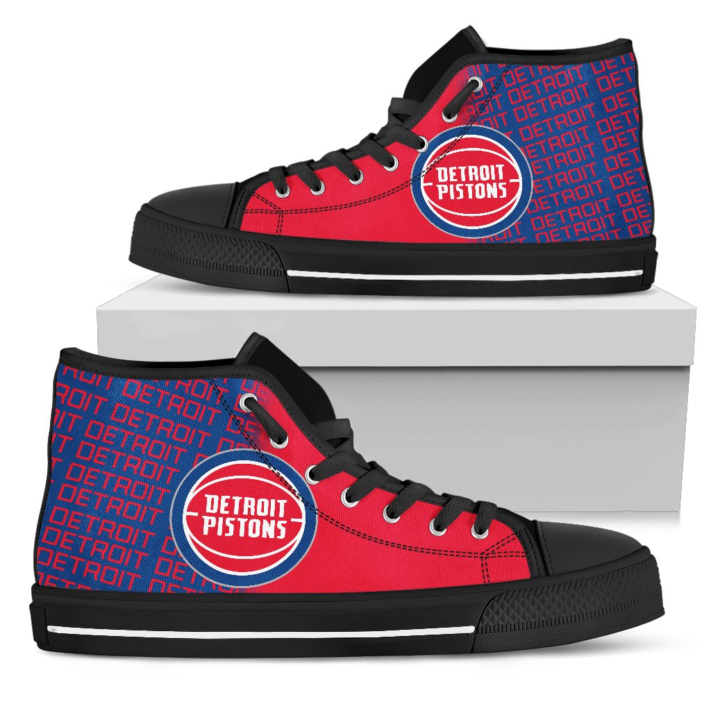 Ideafootwear Detroit Pistons High Top Canvas Sneakers Shoes For Men And Women