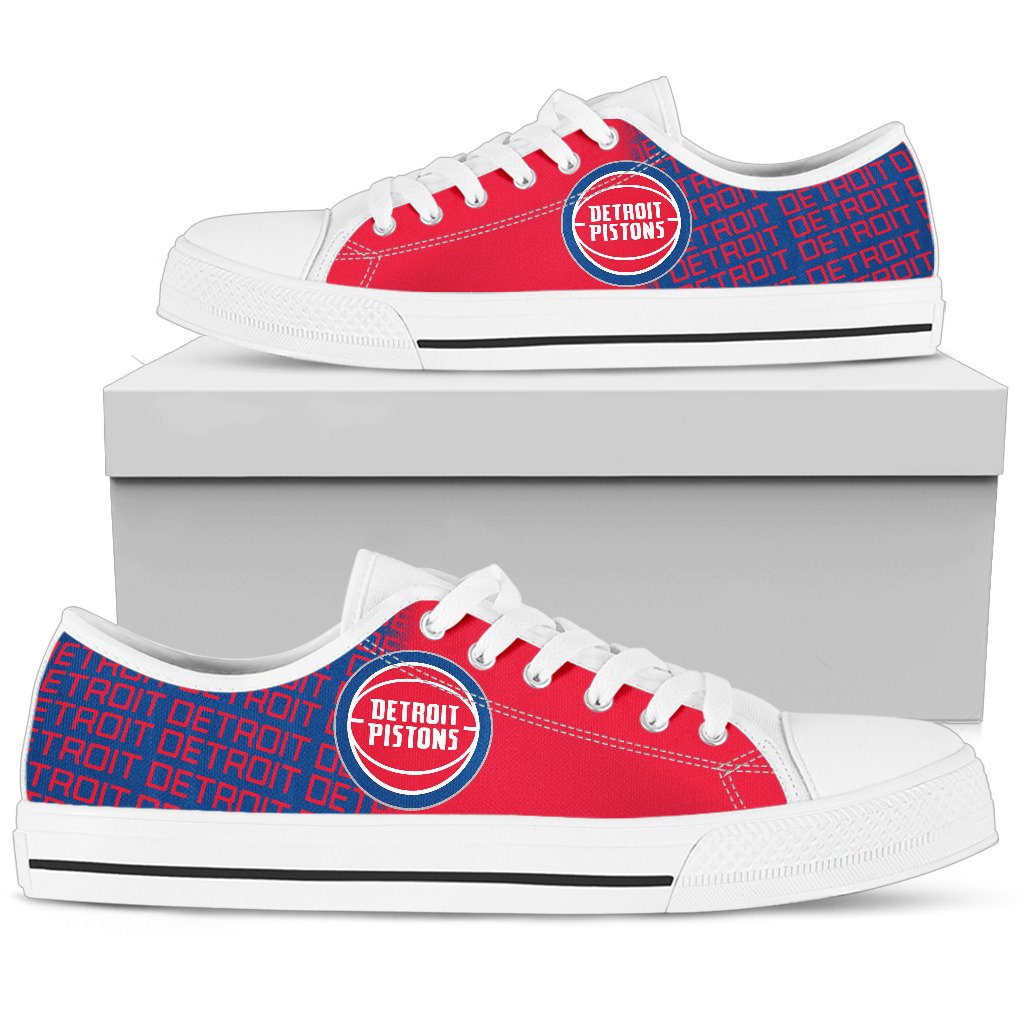 Ideafootwear Detroit Pistons Low Top Canvas Sneakers Shoes For Men And Women