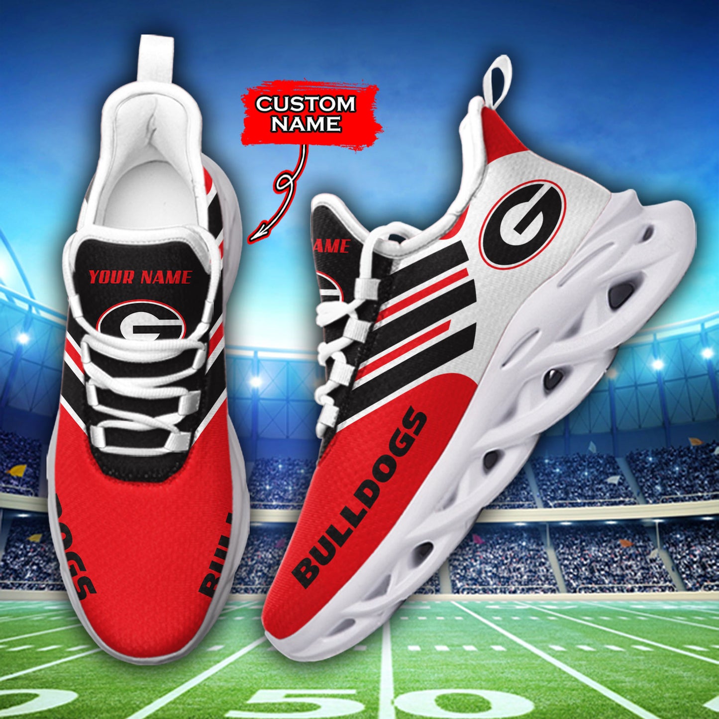 Ideafootwear Georgia Bulldogs NCAA Max Soul Shoes Sneakers For Men And Women