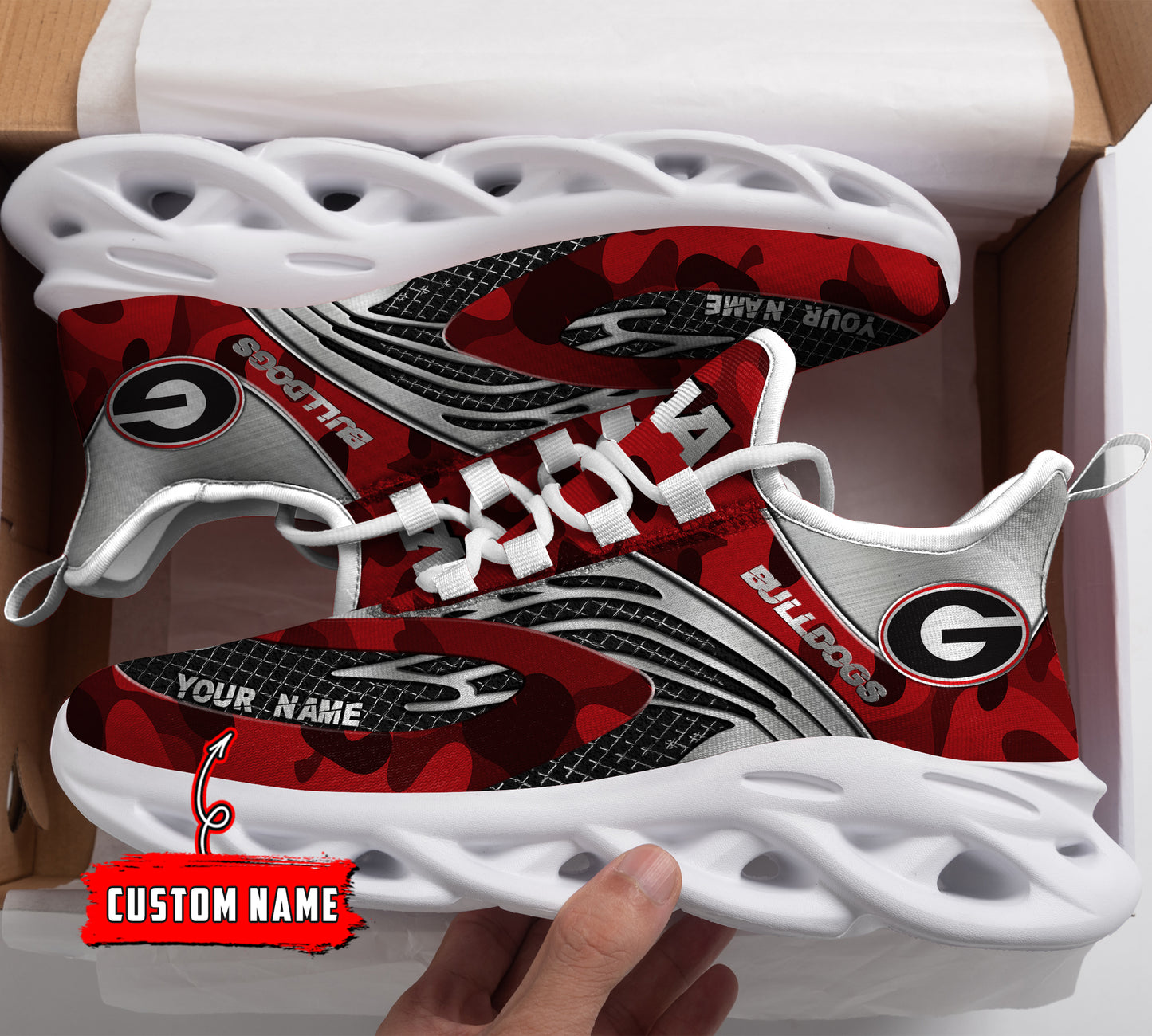 Ideafootwear Georgia Bulldogs NCAA Max Soul Shoes Sneakers For Men And Women