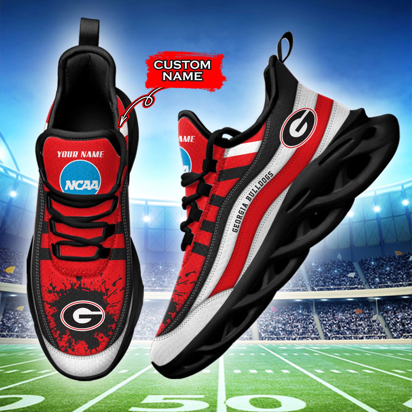 Ideafootwear Georgia Bulldogs NCAA Max Soul Shoes Sneakers For Men And Women