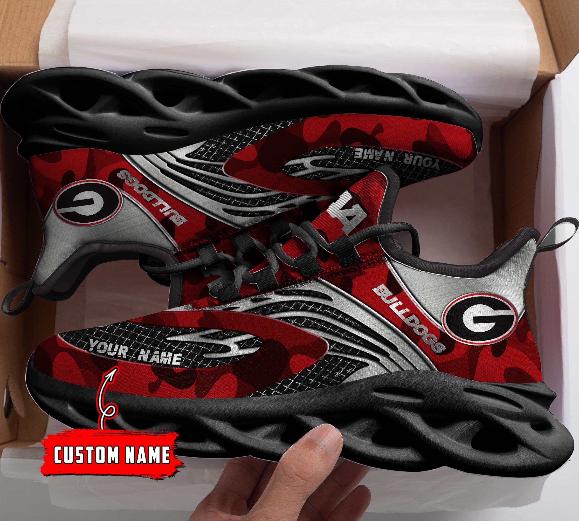 Ideafootwear Georgia Bulldogs NCAA Max Soul Shoes Sneakers For Men And Women