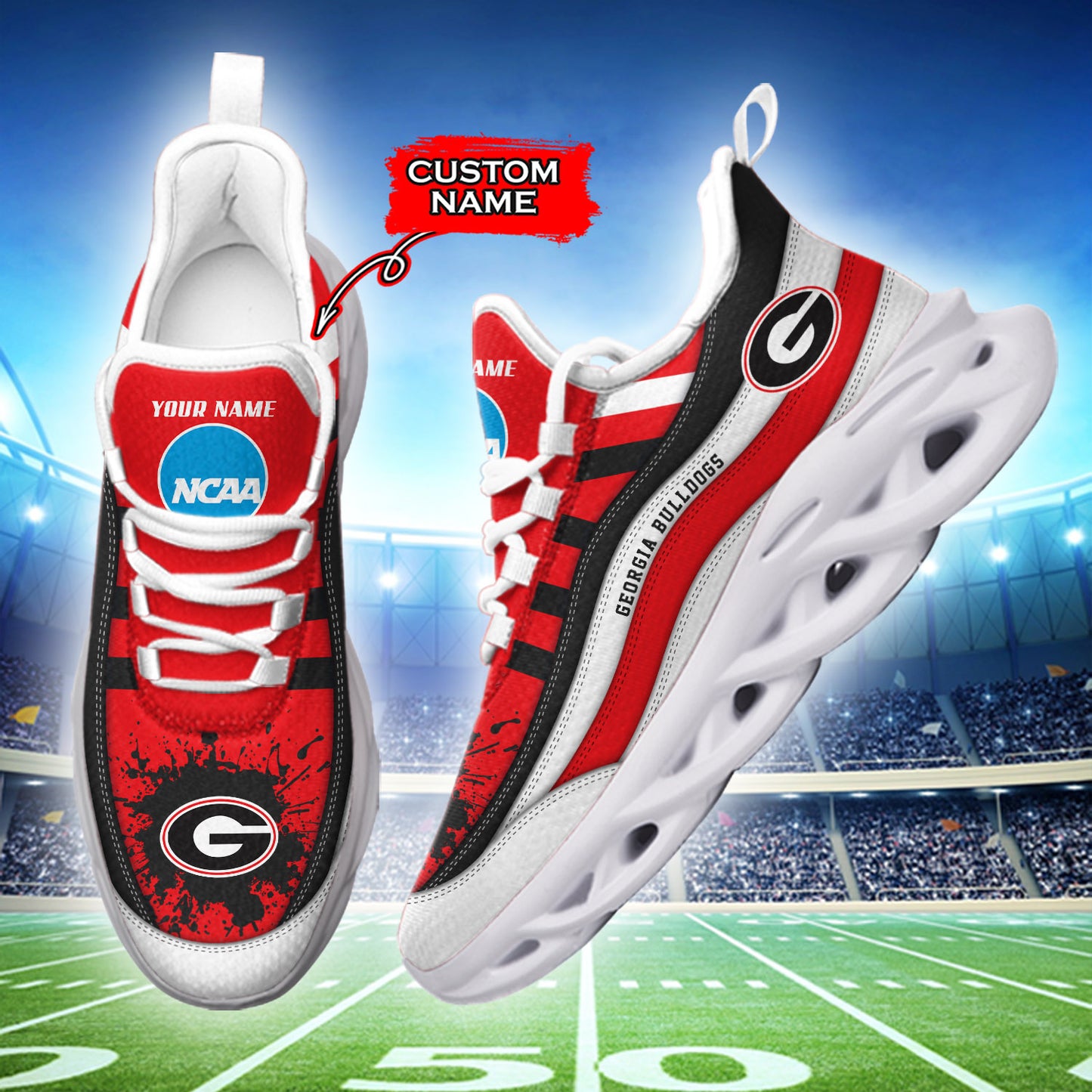 Ideafootwear Georgia Bulldogs NCAA Max Soul Shoes Sneakers For Men And Women