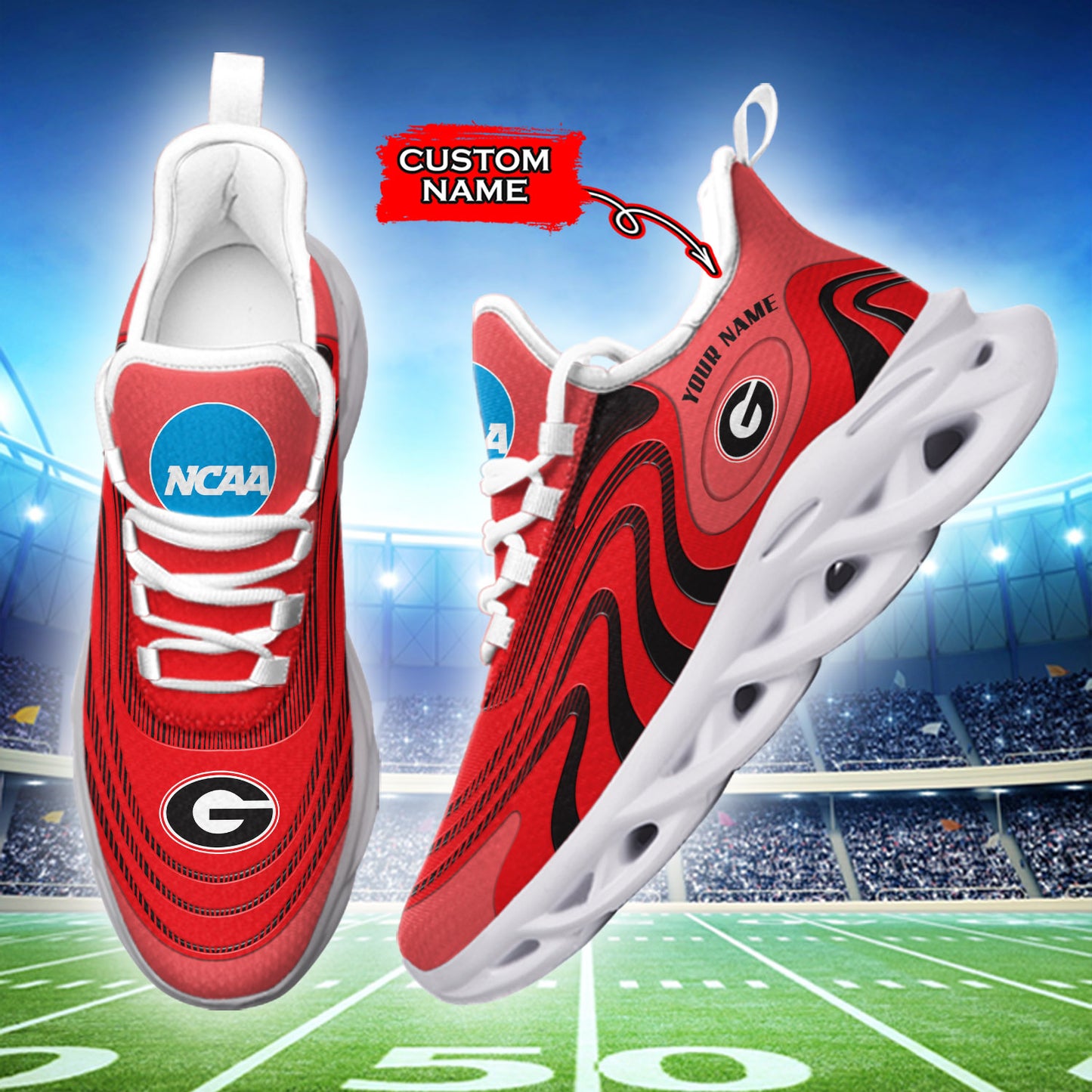 Ideafootwear Georgia Bulldogs NCAA Max Soul Shoes Sneakers For Men And Women