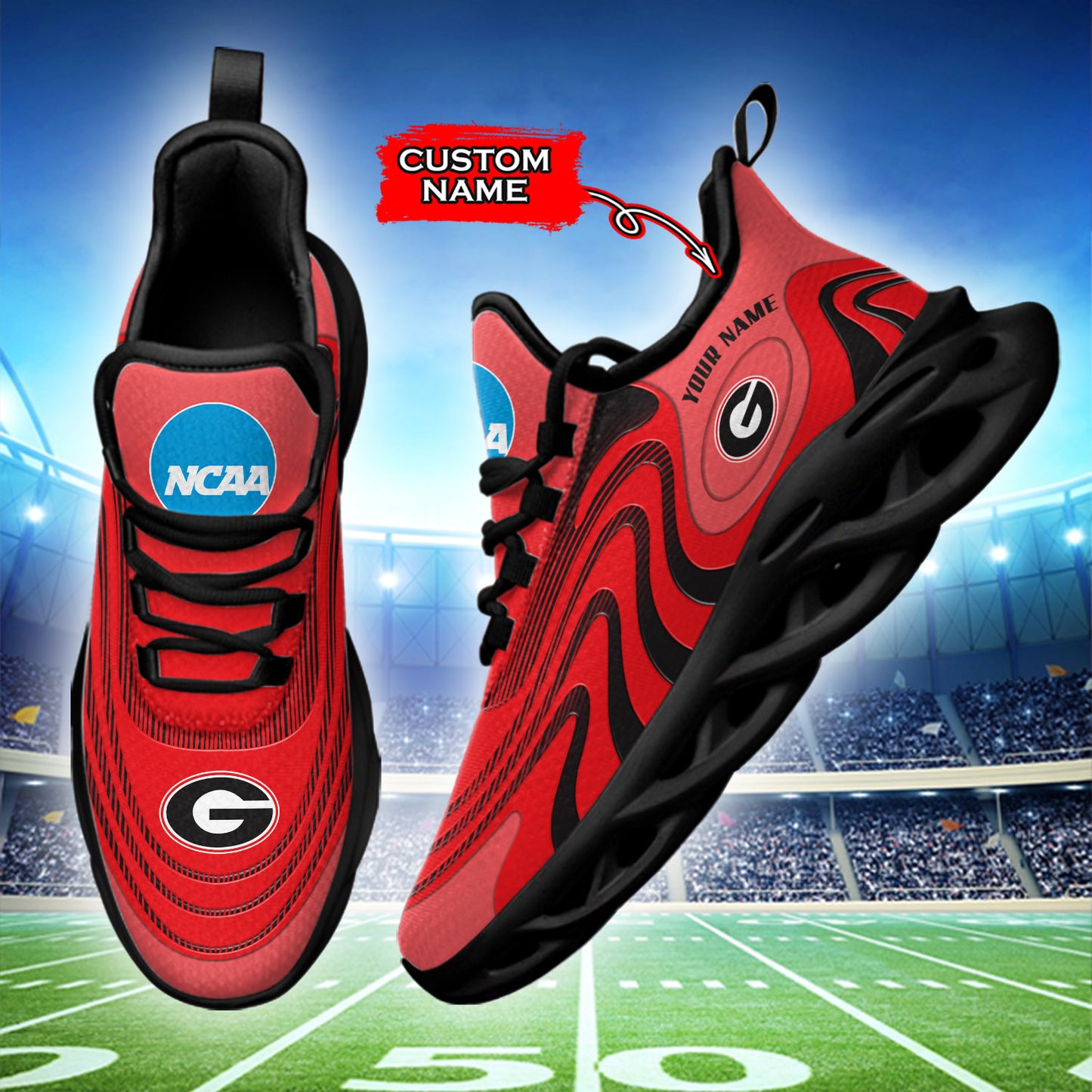Ideafootwear Georgia Bulldogs NCAA Max Soul Shoes Sneakers For Men And Women