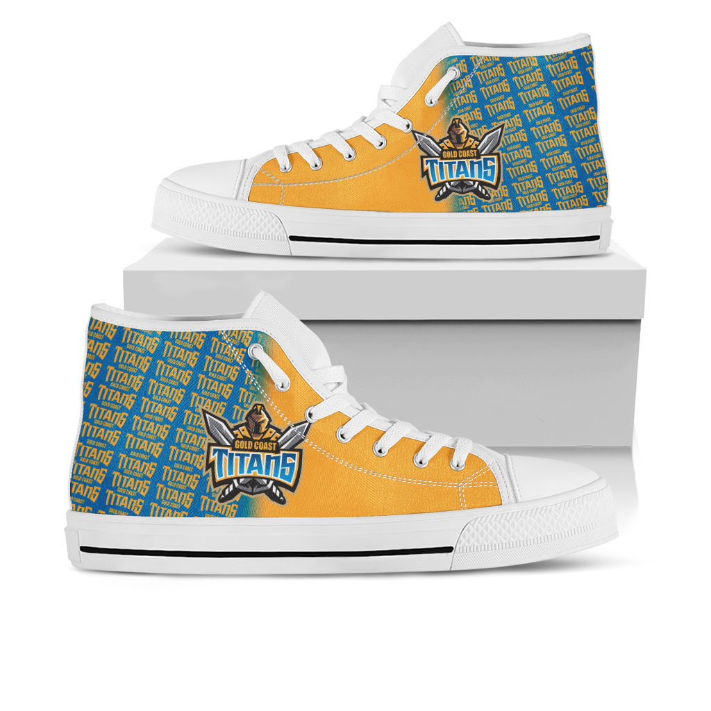 Ideafootwear Gold Coast Titans High Top Canvas Sneakers Shoes For Men And Women