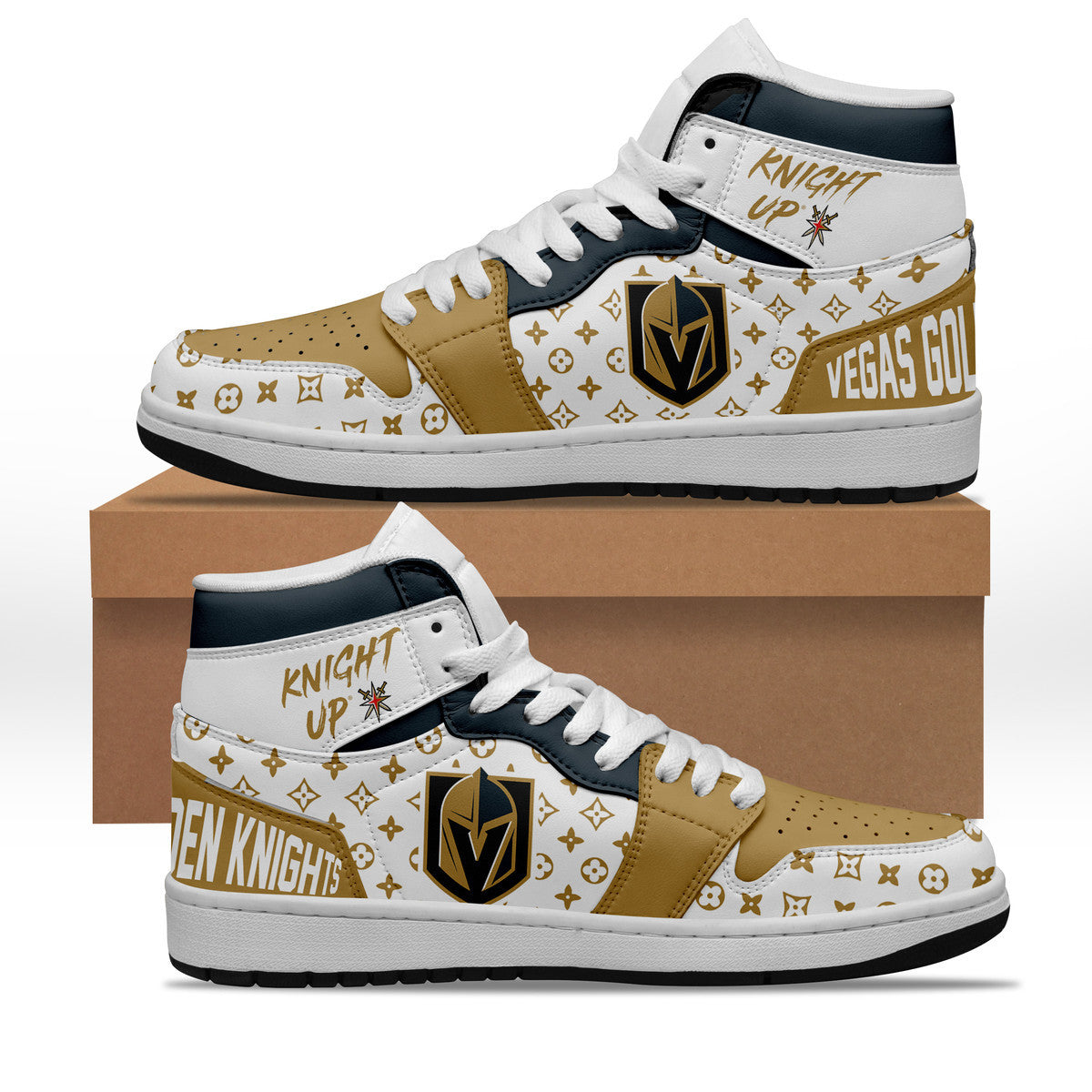 Ideafootwear Golden Knights AJ1 High Sneakers Shoes For Men And Women