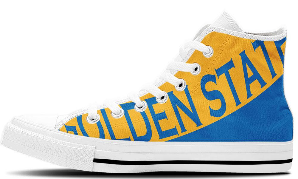 Ideafootwear Golden State Warriors High Top Canvas Sneakers Shoes For Men And Women