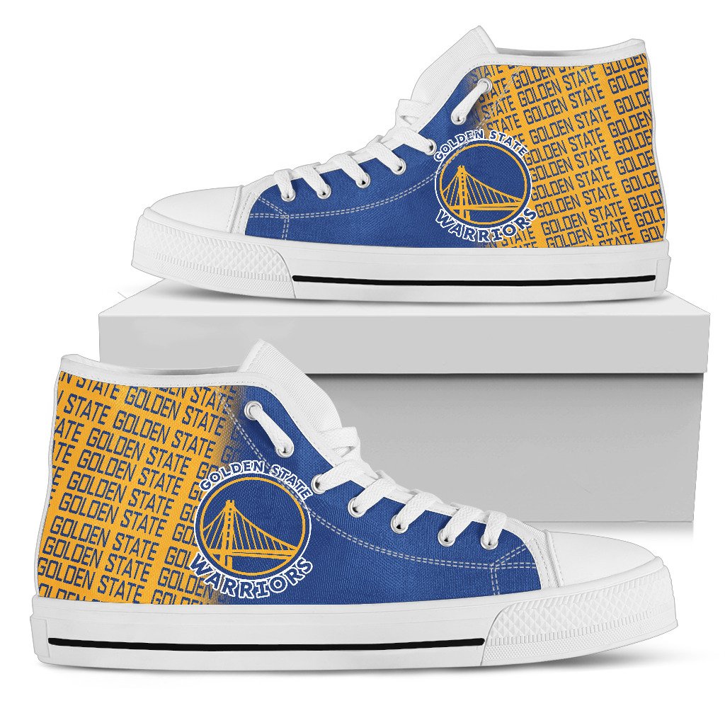 Ideafootwear Golden State Warriors High Top Canvas Sneakers Shoes For Men And Women