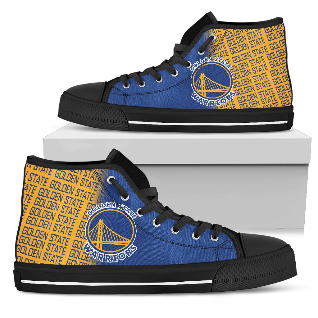 Ideafootwear Golden State Warriors High Top Canvas Sneakers Shoes For Men And Women