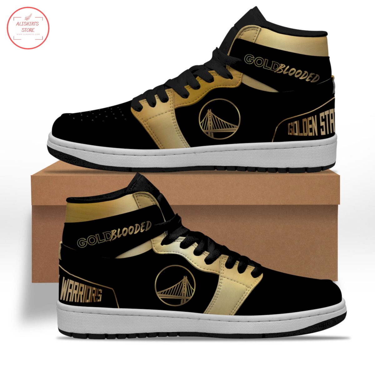 Ideafootwear Golden State Warriors NBA AJ1 High Sneakers Shoes For Men And Women