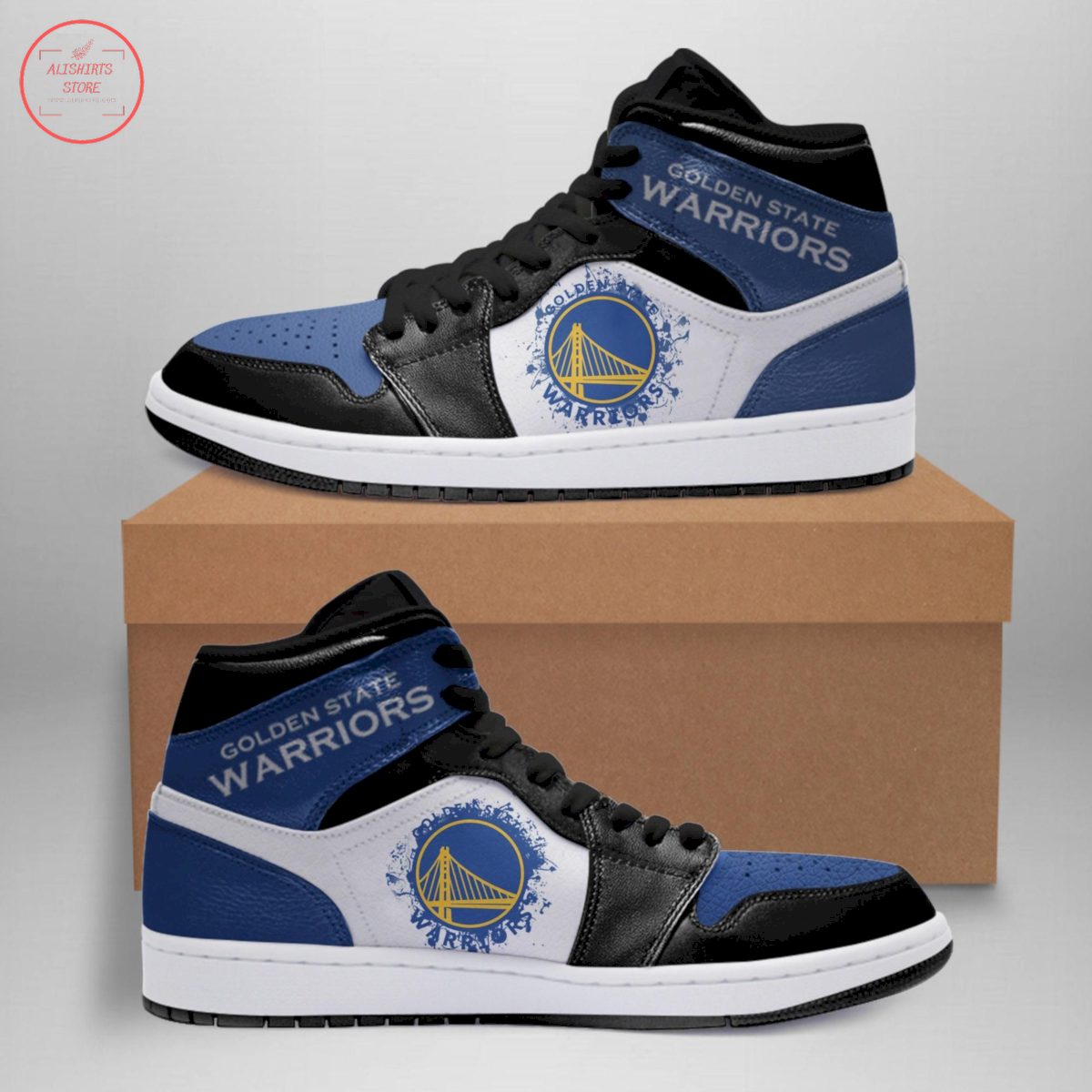 Ideafootwear Golden State Warriors NBA AJ1 High Sneakers Shoes For Men And Women