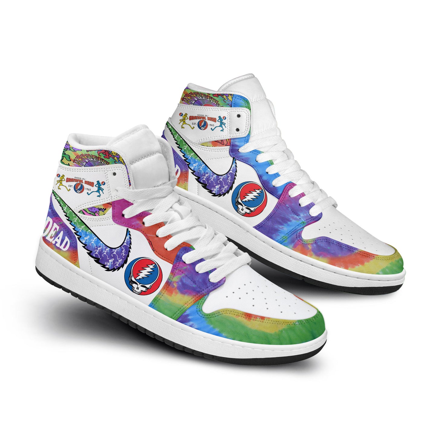 Ideafootwear Grateful Dead AJ1 High Sneakers Shoes For Men And Women