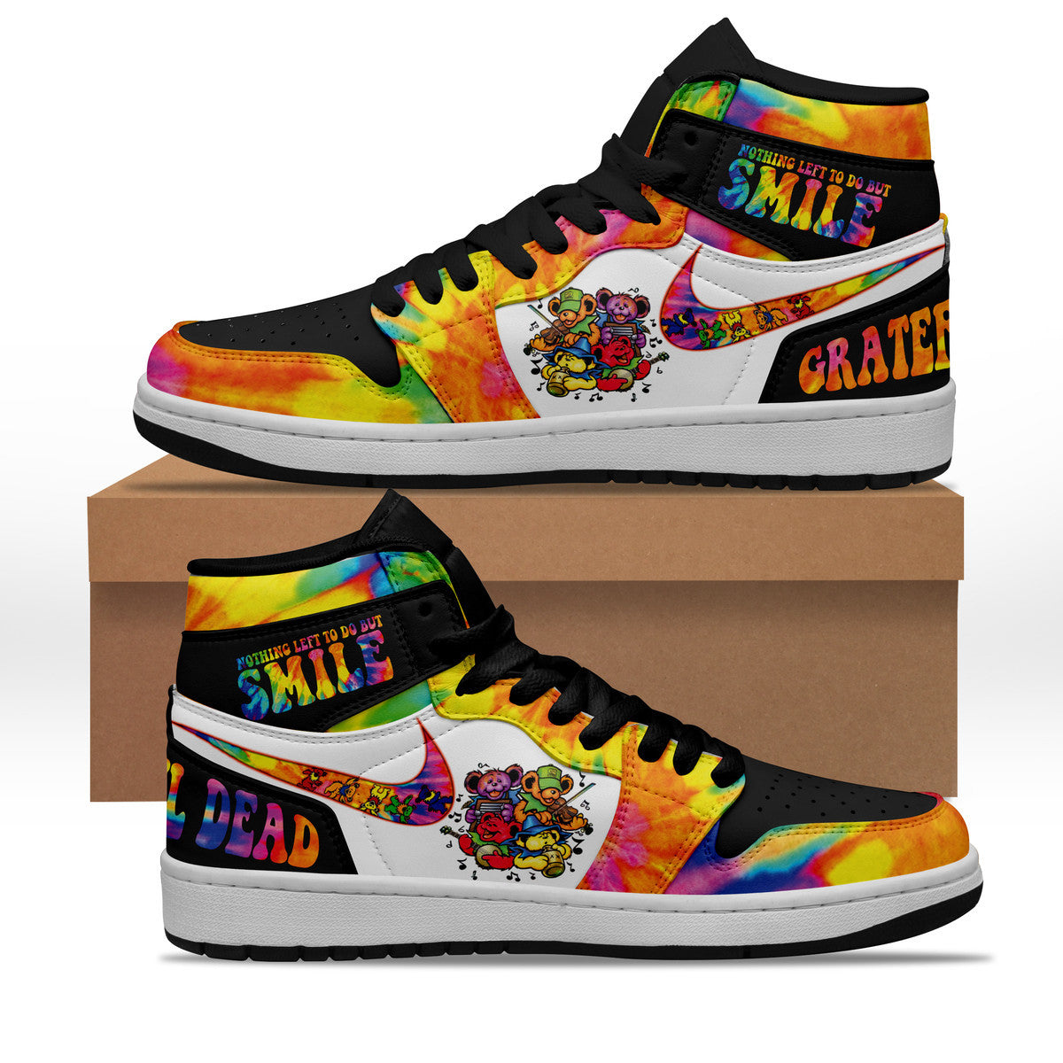 Ideafootwear Grateful Dead AJ1 High Sneakers Shoes For Men And Women