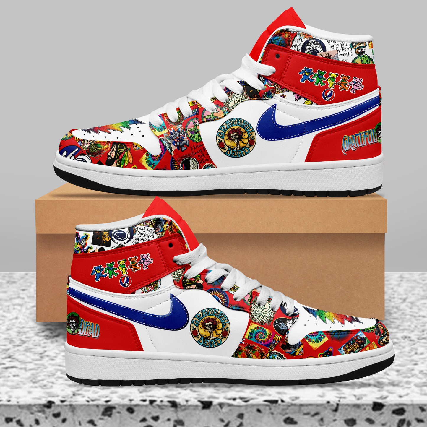 Ideafootwear Grateful Dead AJ1 High Sneakers Shoes For Men And Women
