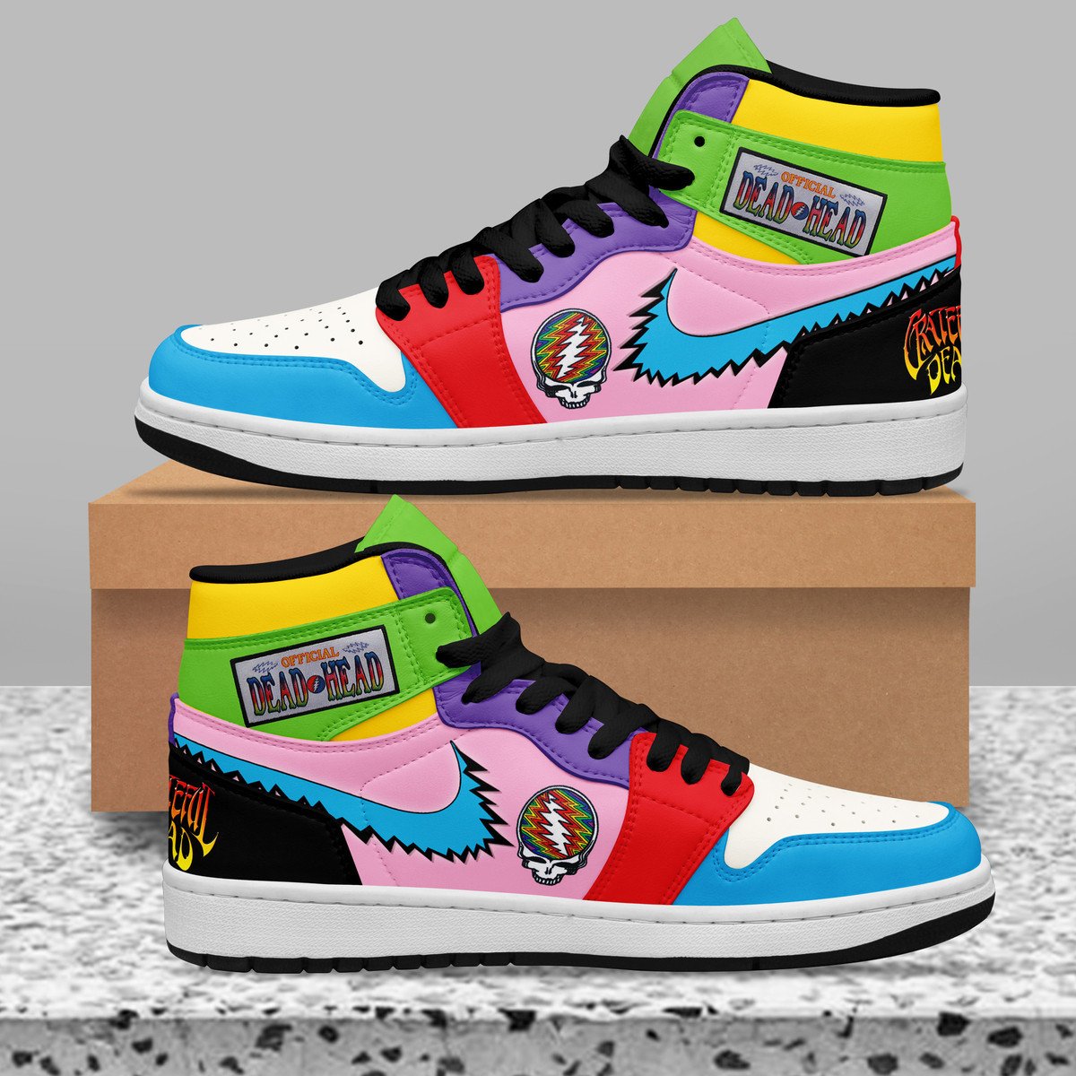Ideafootwear Grateful Dead AJ1 High Sneakers Shoes For Men And Women