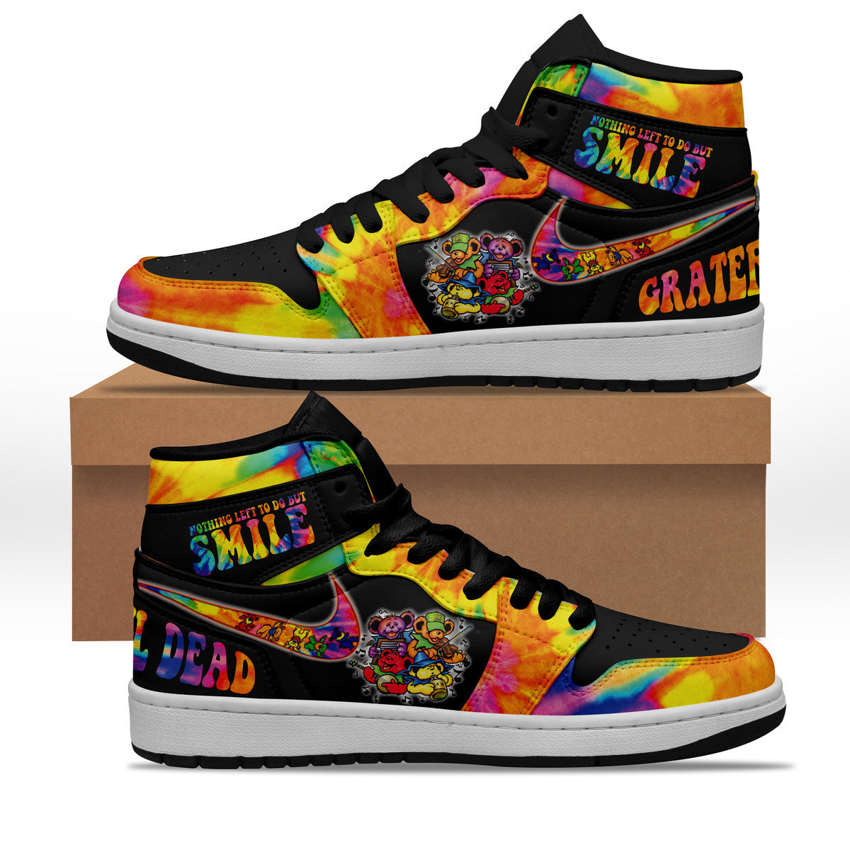 Ideafootwear Grateful Dead AJ1 High Sneakers Shoes For Men And Women