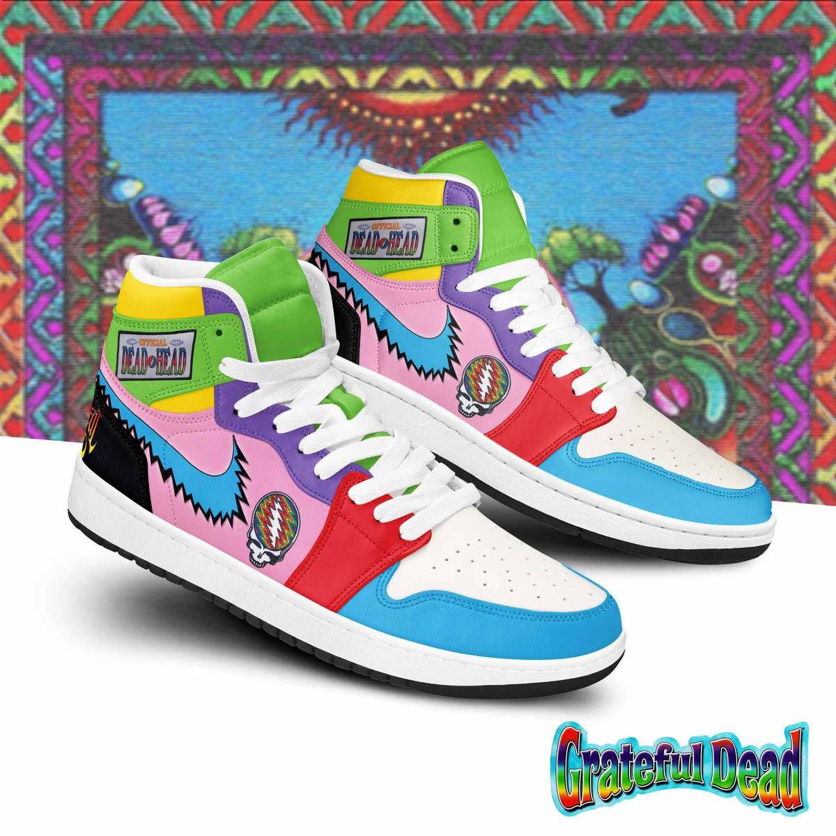 Ideafootwear Grateful Dead AJ1 High Sneakers Shoes For Men And Women