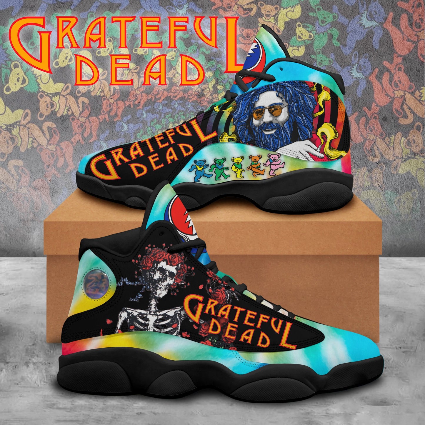 Ideafootwear Grateful Dead AJ13 Sneakers Shoes For Men And Women