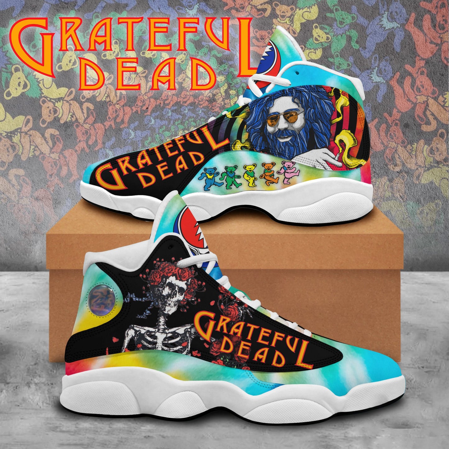 Ideafootwear Grateful Dead AJ13 Sneakers Shoes For Men And Women